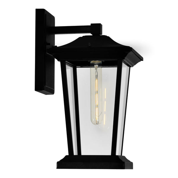 Leawood 1 Light 8in Black Outdoor Wall Light - CWI Lighting