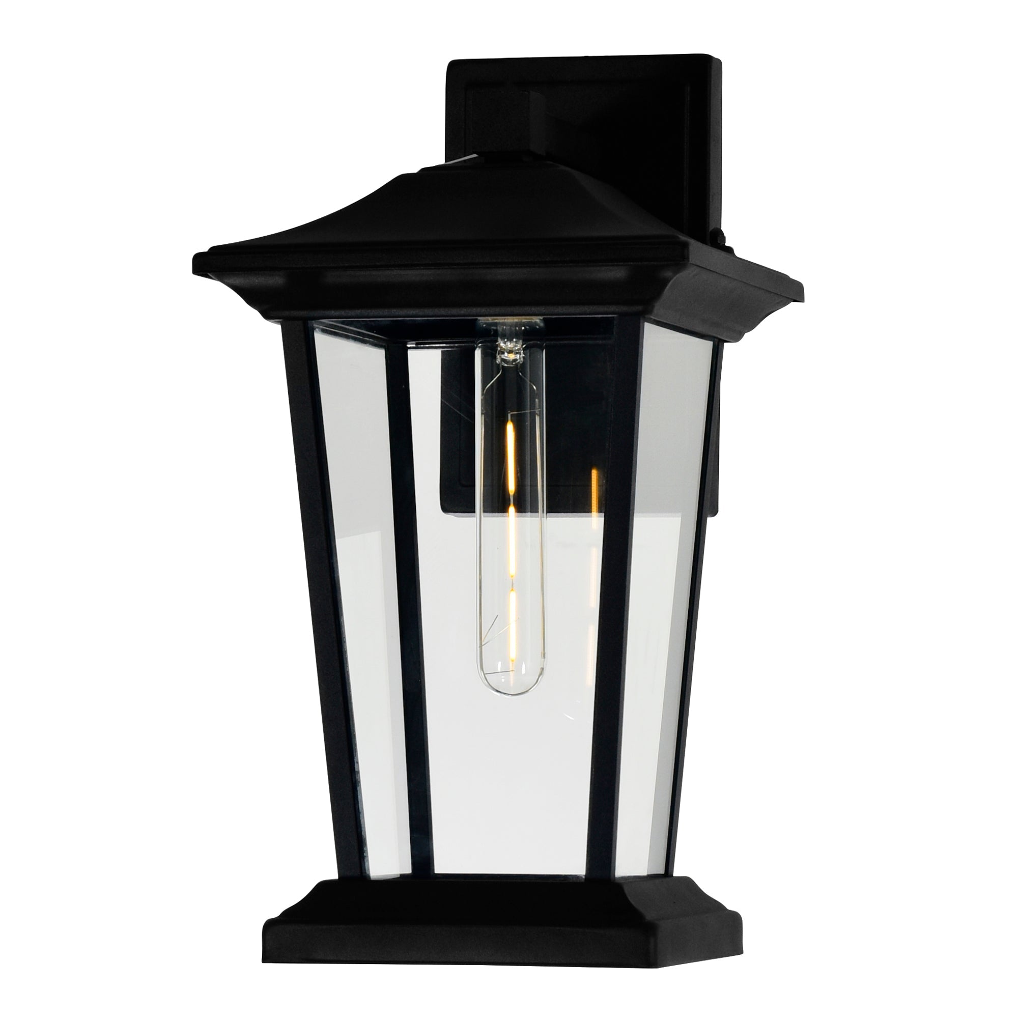 Leawood 1 Light 8in Black Outdoor Wall Light - CWI Lighting
