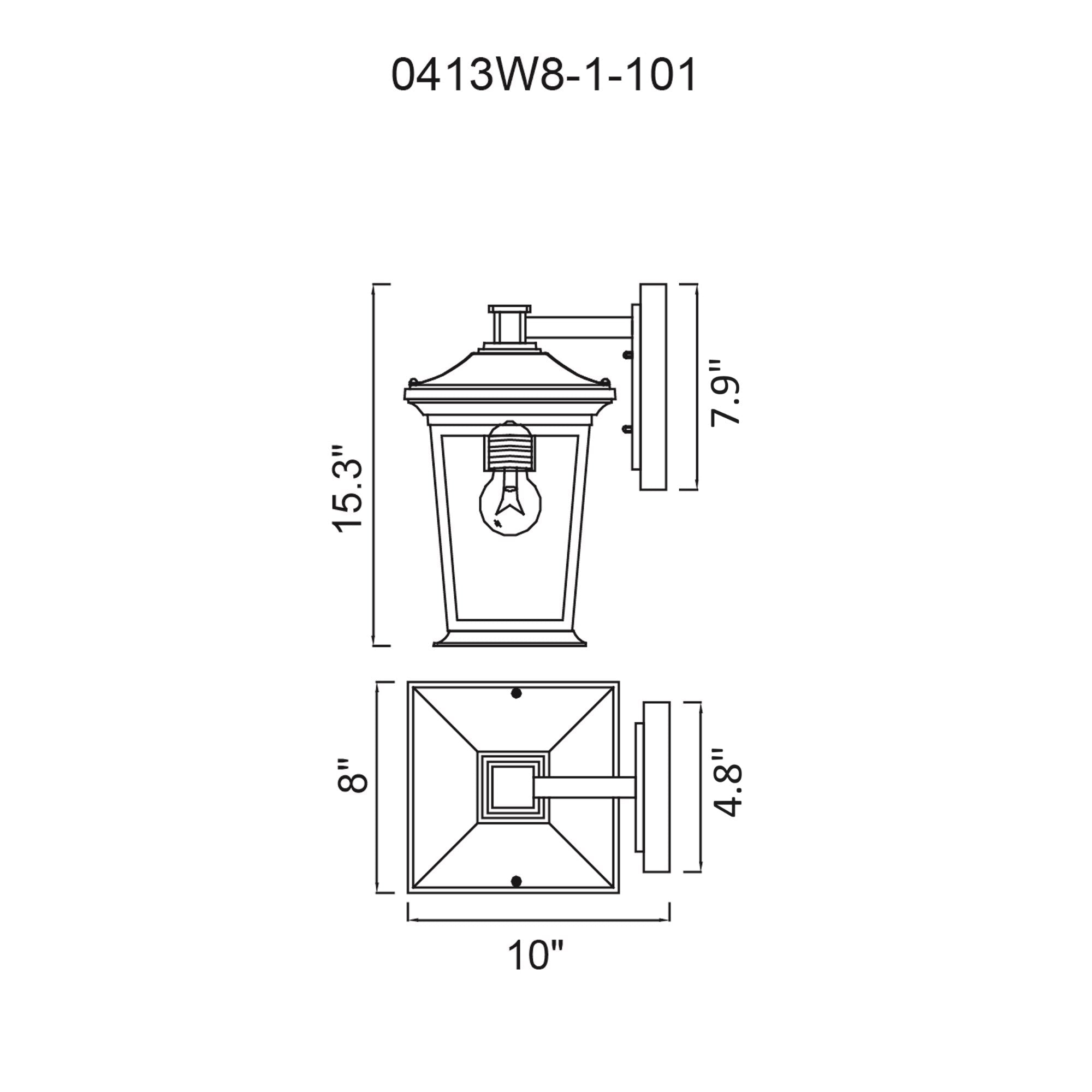 Leawood 1 Light 8in Black Outdoor Wall Light - CWI Lighting