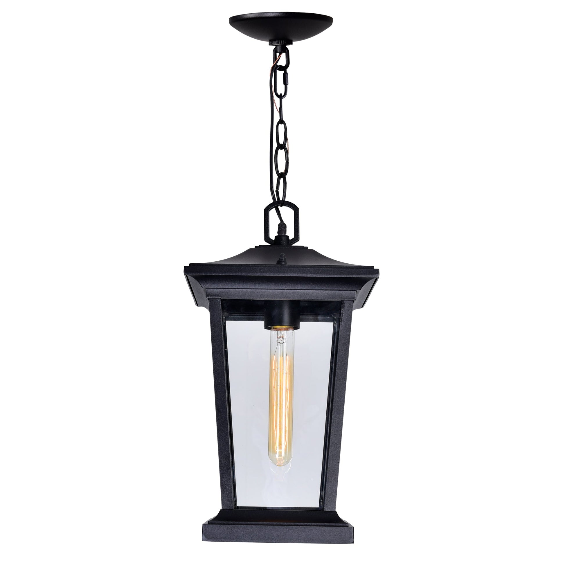 Leawood 1 Light Black Outdoor Hanging Light - CWI Lighting