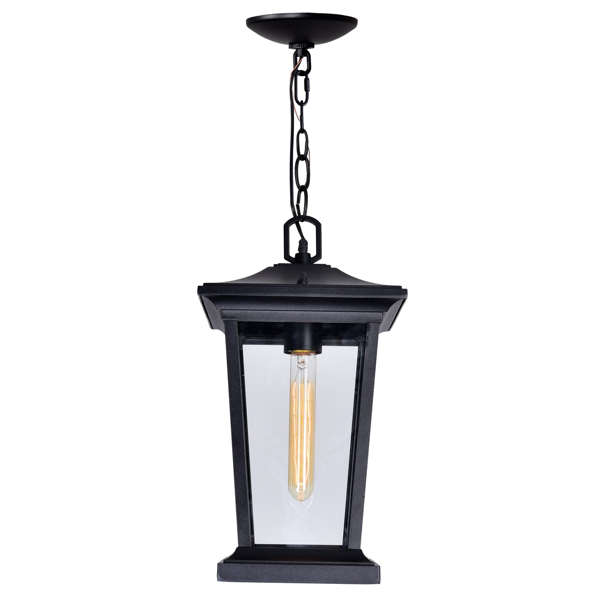Leawood 1 Light Black Outdoor Hanging Light - CWI Lighting