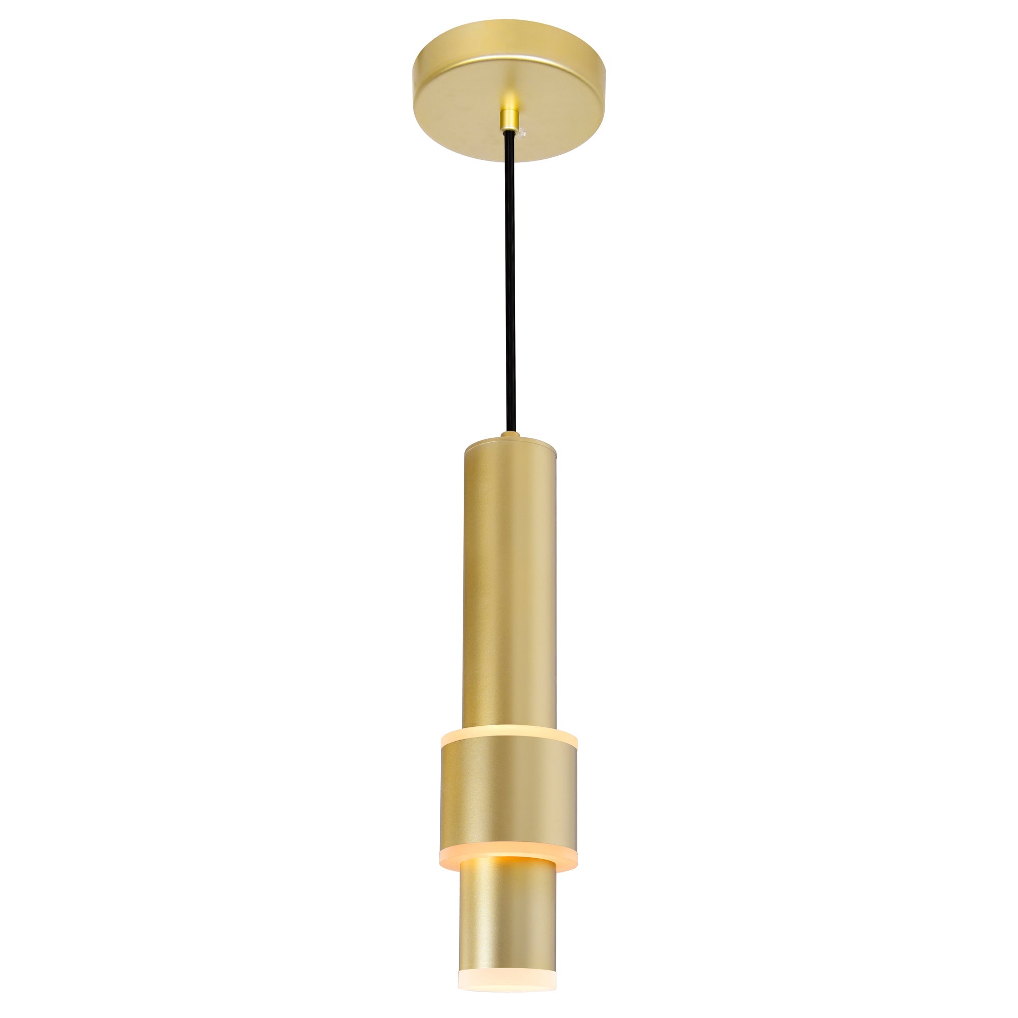 Lena Integrated LED 5in Satin Gold Mini Pendant - CWI Lighting
