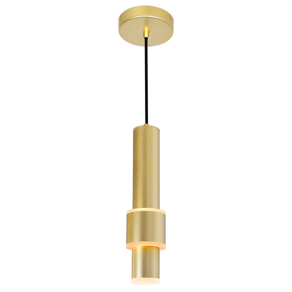 Lena Integrated LED 5in Satin Gold Mini Pendant - CWI Lighting