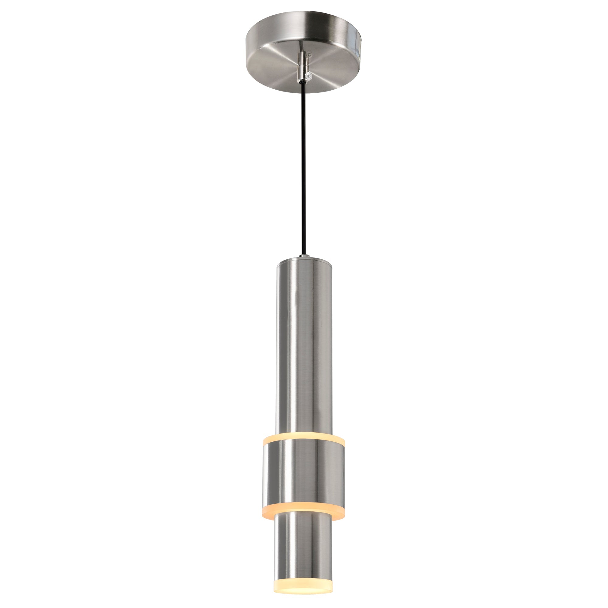 Lena Integrated LED 5in Satin Nickel Mini Pendant - CWI Lighting