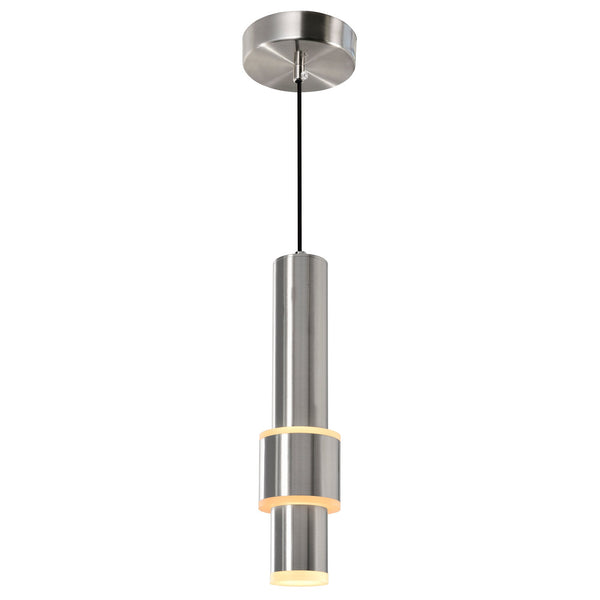 Lena Integrated LED 5in Satin Nickel Mini Pendant - CWI Lighting