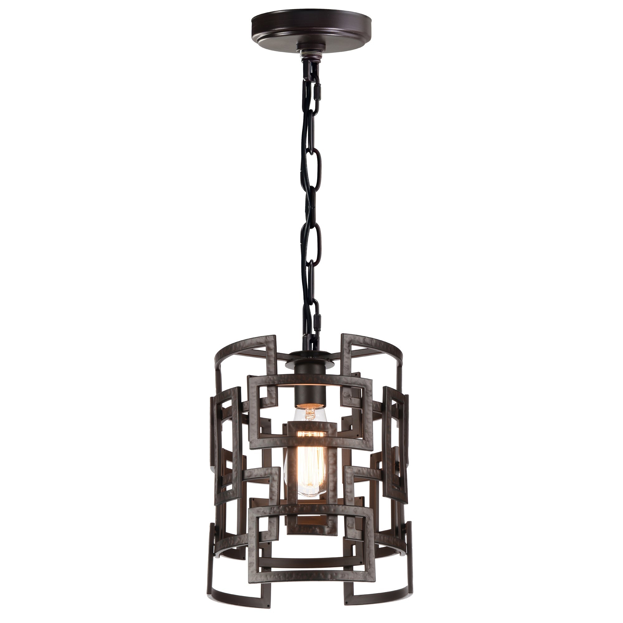 Litani 1 Light Down Chandelier With Brown Finish - CWI Lighting