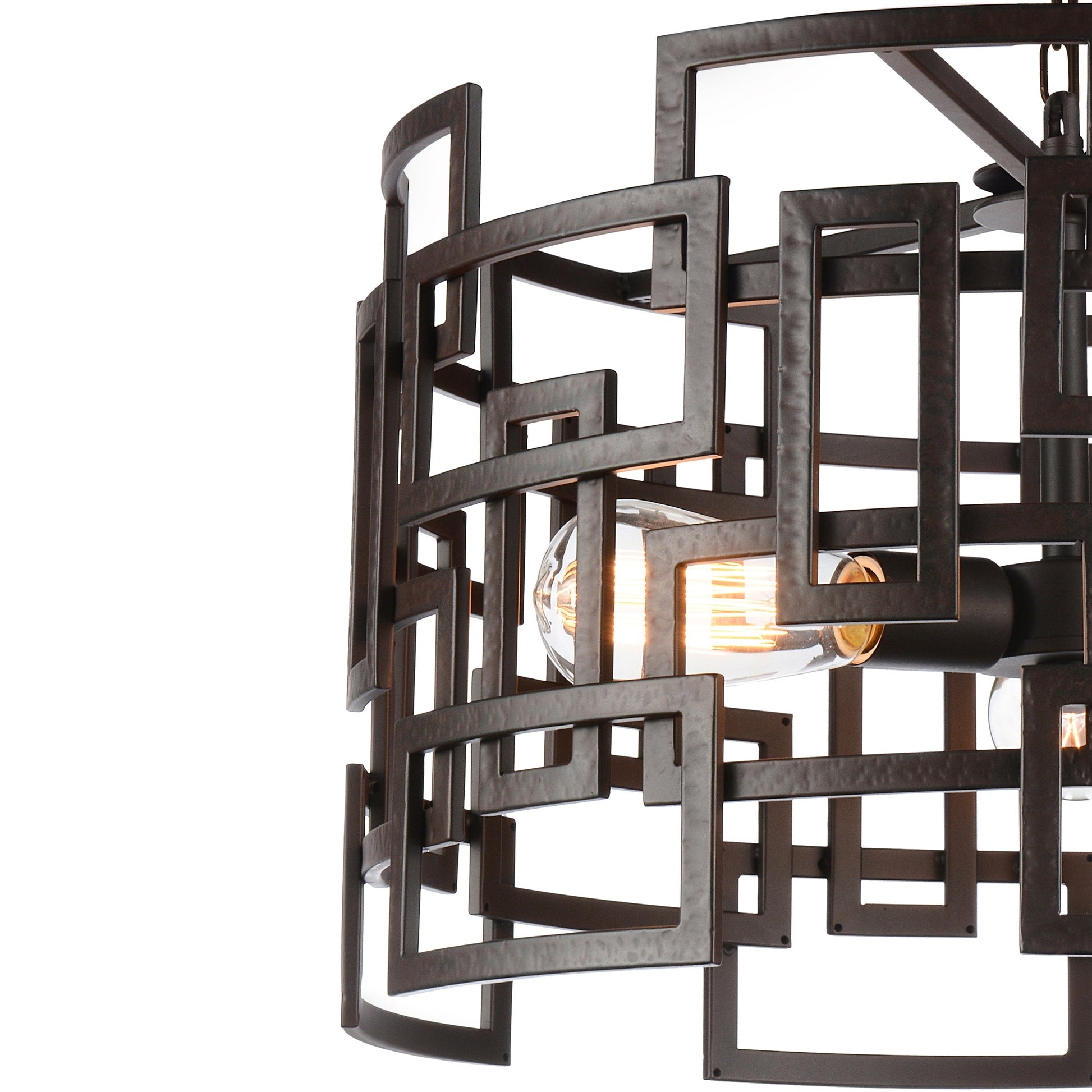 Litani 3 Light Down Chandelier With Brown Finish - CWI Lighting