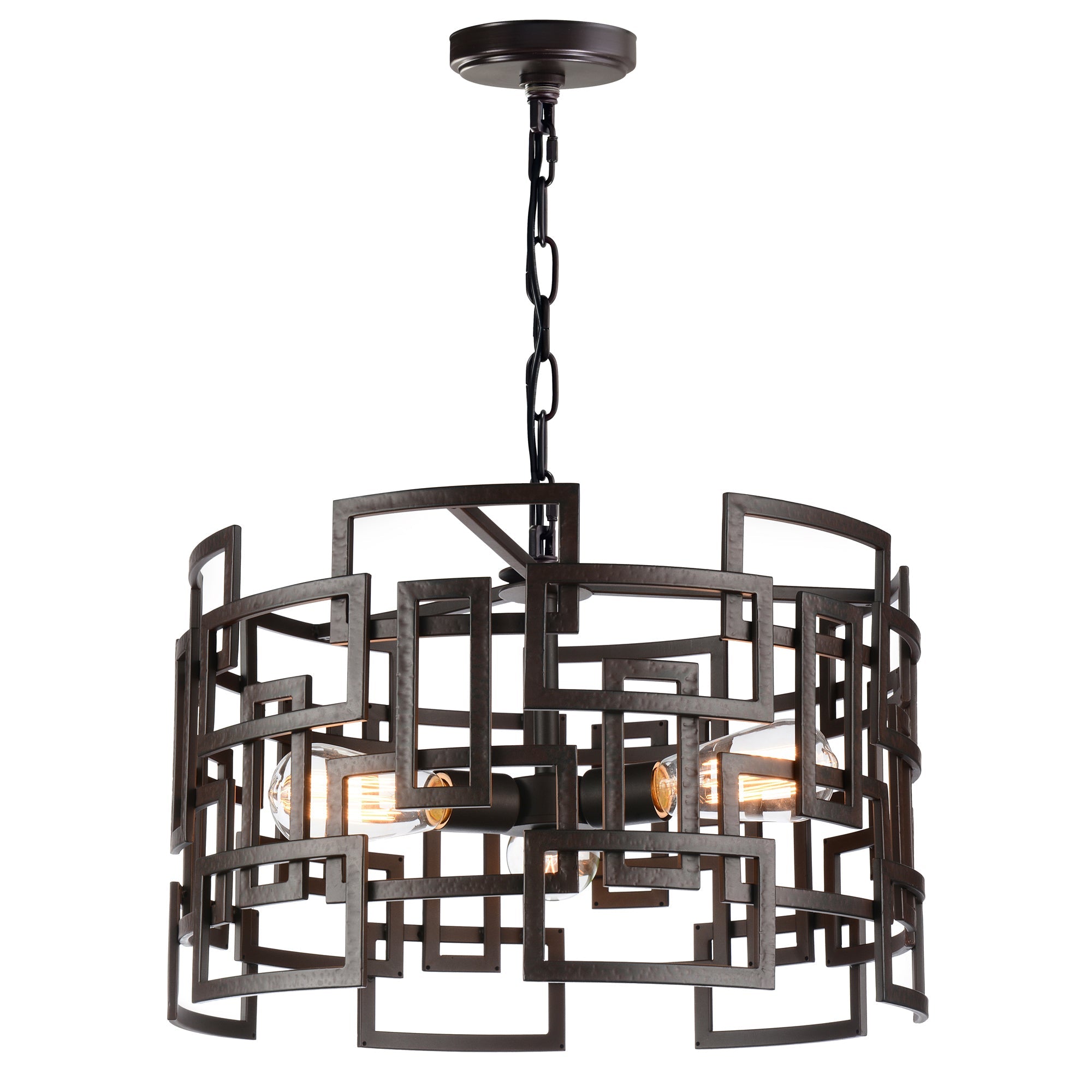 Litani 3 Light Down Chandelier With Brown Finish - CWI Lighting