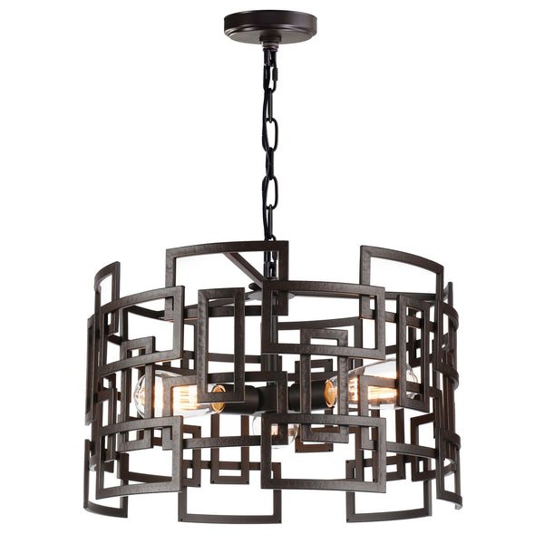 Litani 3 Light Down Chandelier With Brown Finish - CWI Lighting