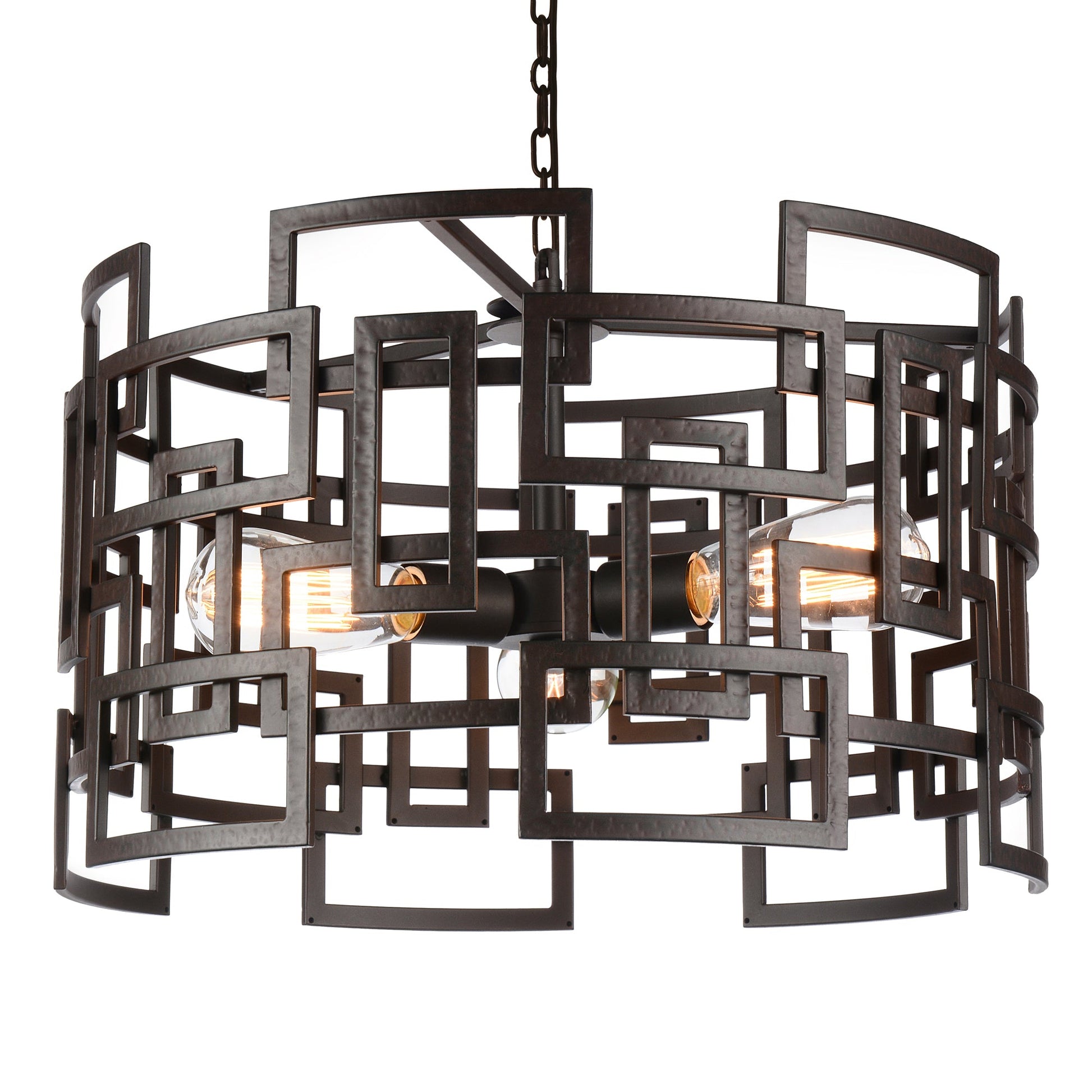 Litani 3 Light Down Chandelier With Brown Finish - CWI Lighting