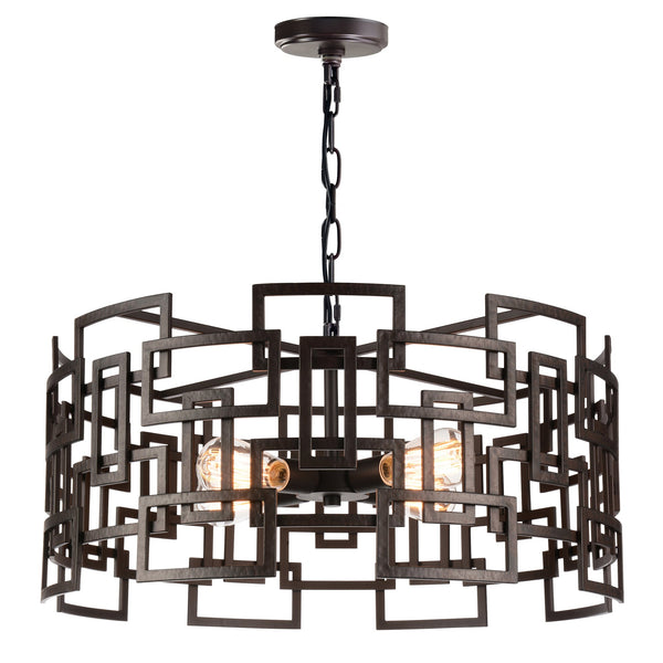Litani 4 Light Down Chandelier With Brown Finish - CWI Lighting
