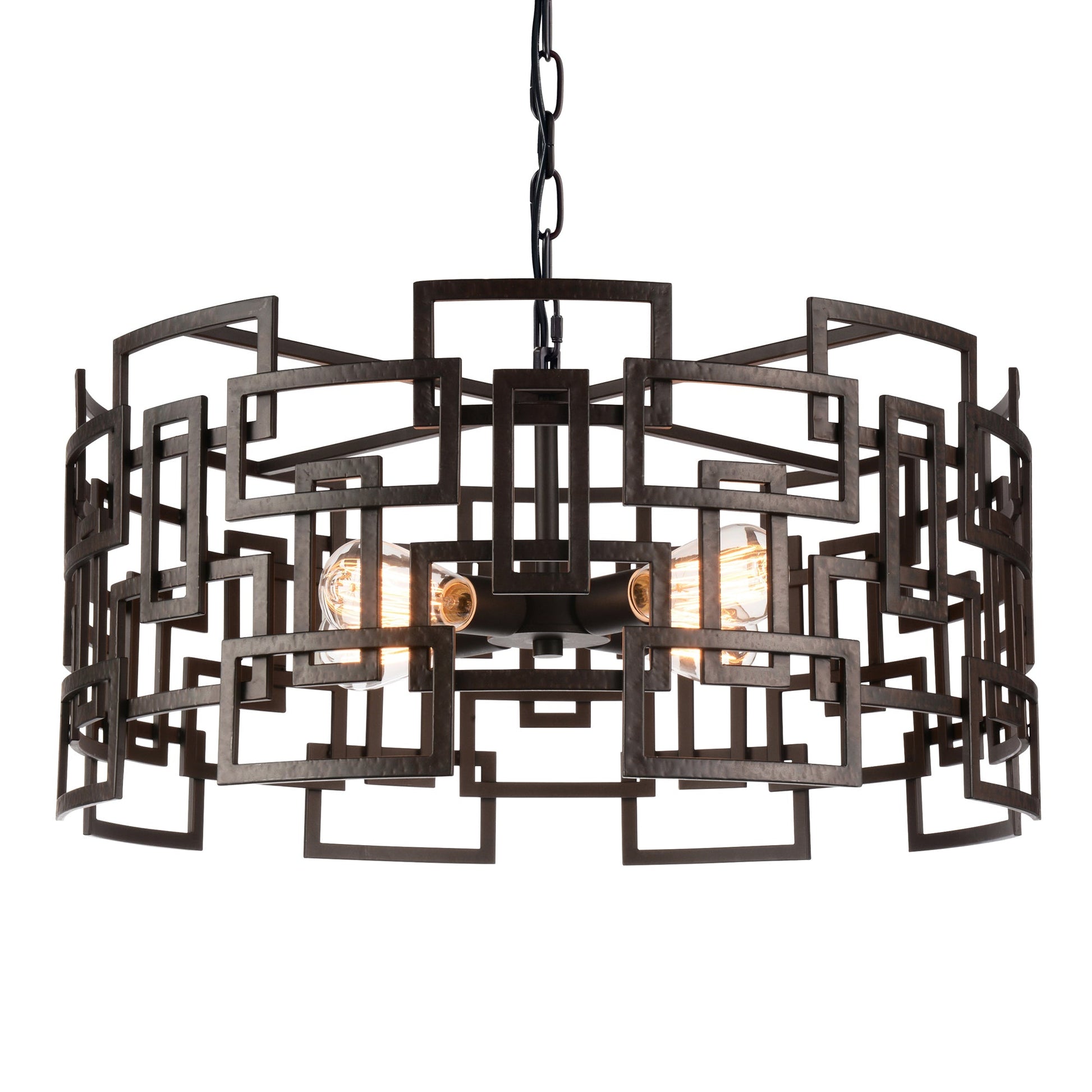 Litani 4 Light Down Chandelier With Brown Finish - CWI Lighting