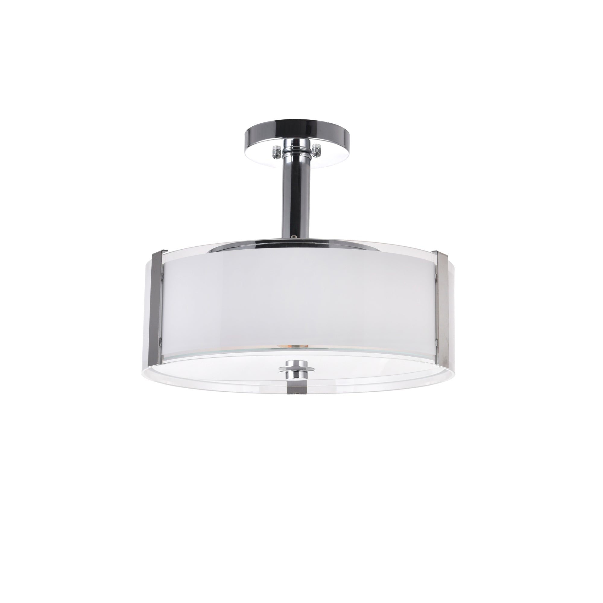 Lucie 3 Light 14in Chrome Round Drum Shade Flush Mount - CWI Lighting