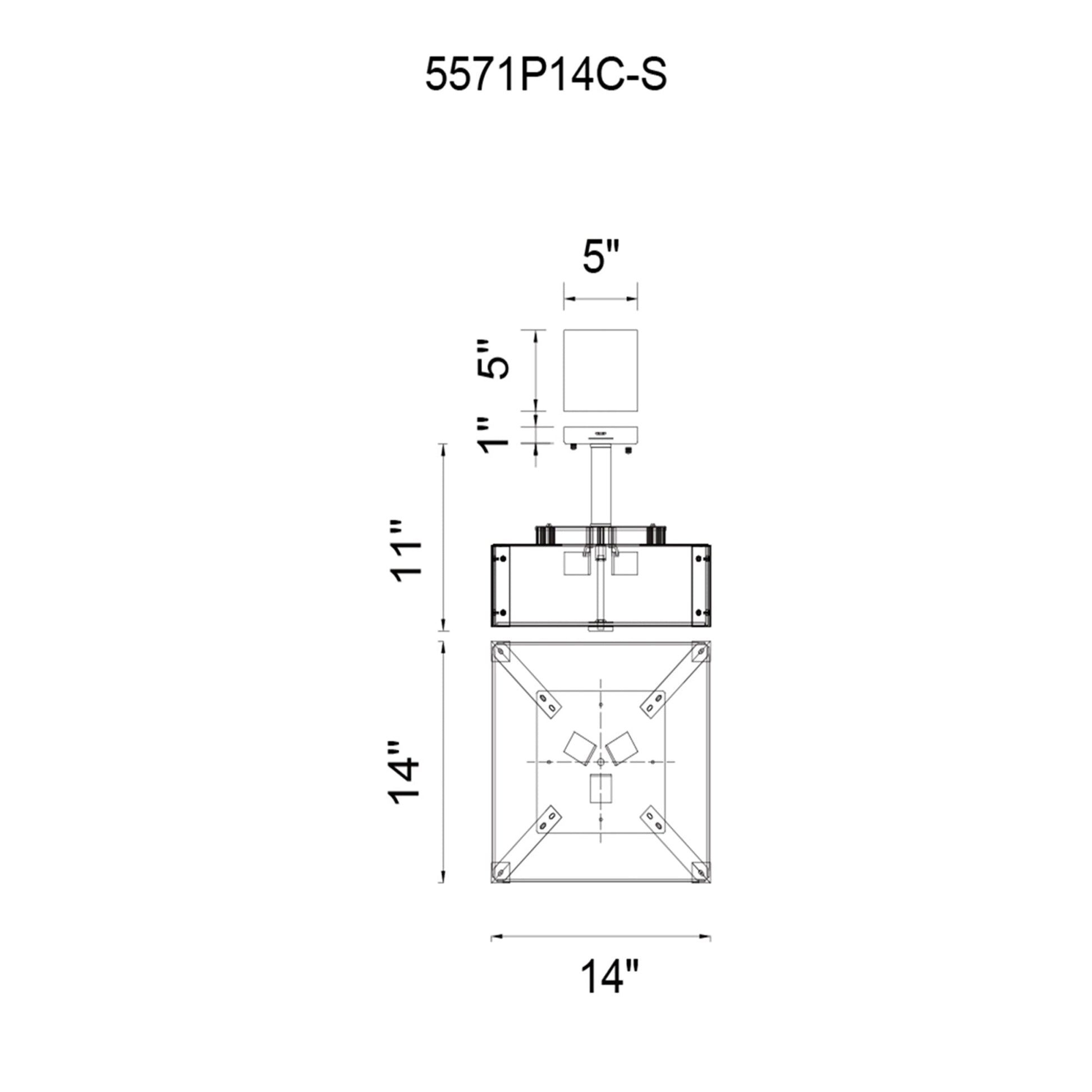 Lucie 3 Light 14in Chrome Square Drum Shade Flush Mount - CWI Lighting