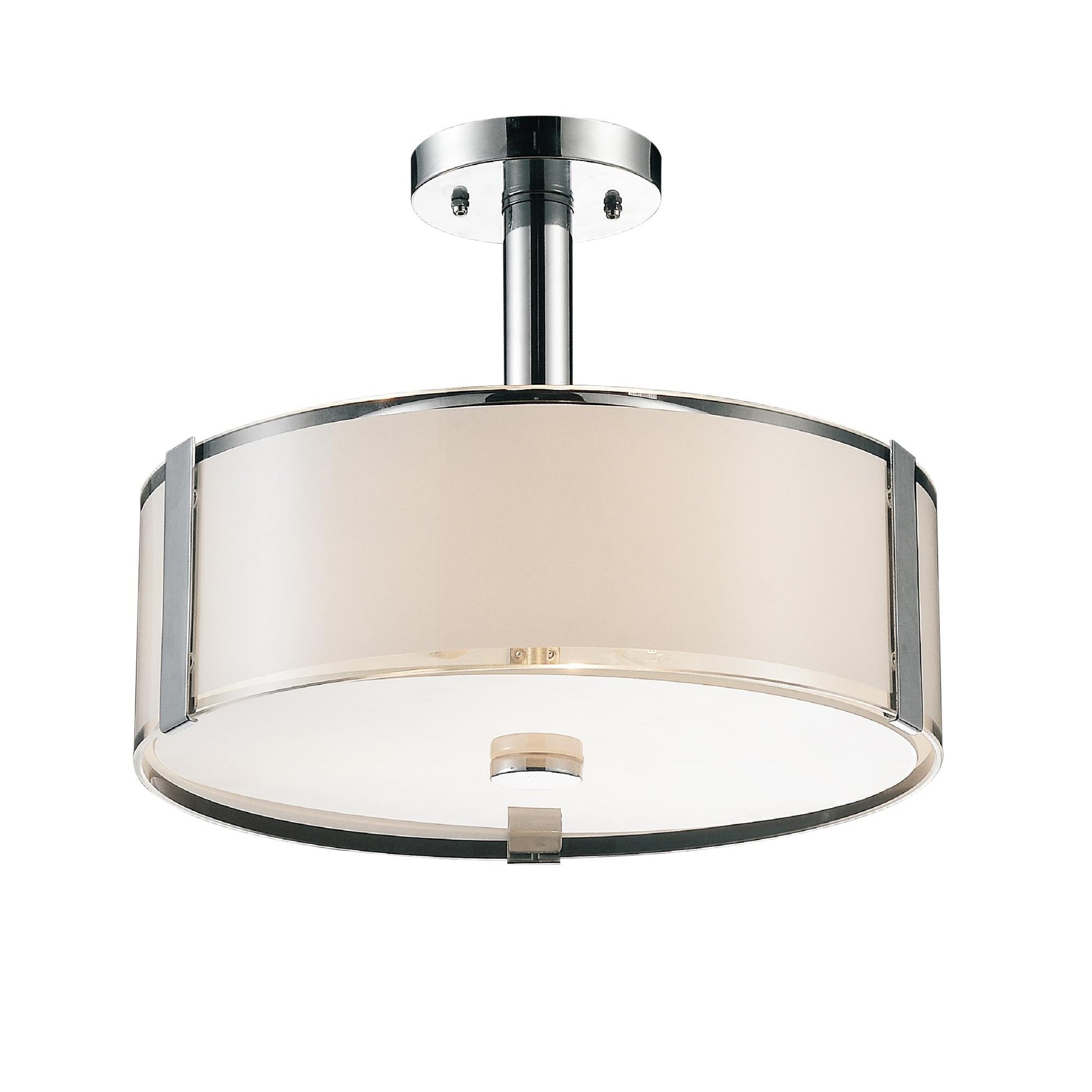 Lucie 4 Light 17in Chrome Round Drum Shade Flush Mount - CWI Lighting