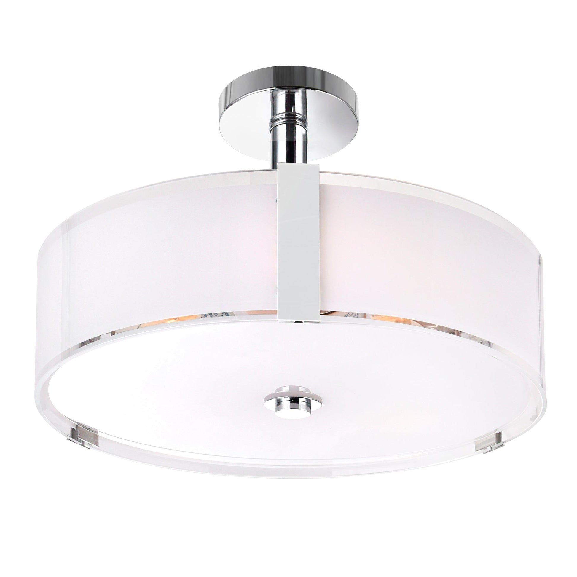 Lucie 5 Light 21in Chrome Round Drum Shade Flush Mount - CWI Lighting