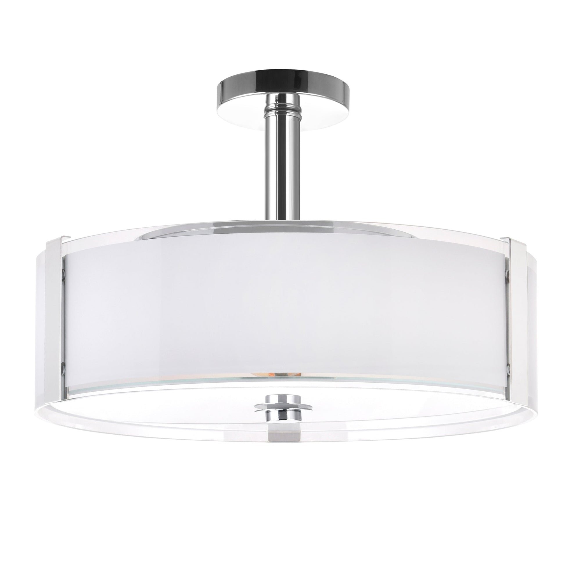 Lucie 5 Light 21in Chrome Round Drum Shade Flush Mount - CWI Lighting