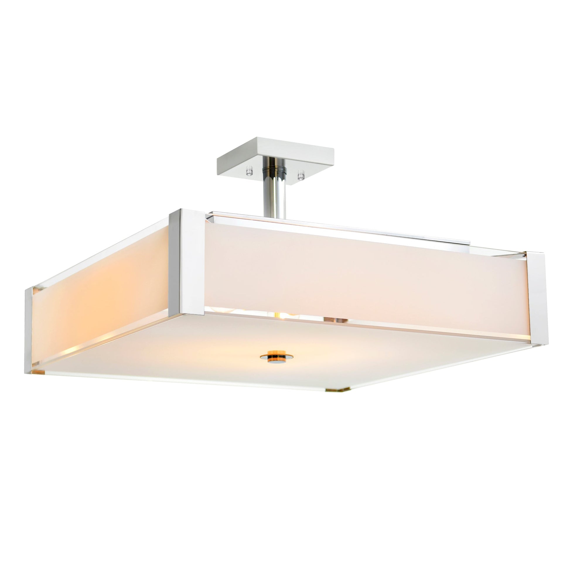 Lucie 5 Light 21in Chrome Square Drum Shade Flush Mount - CWI Lighting