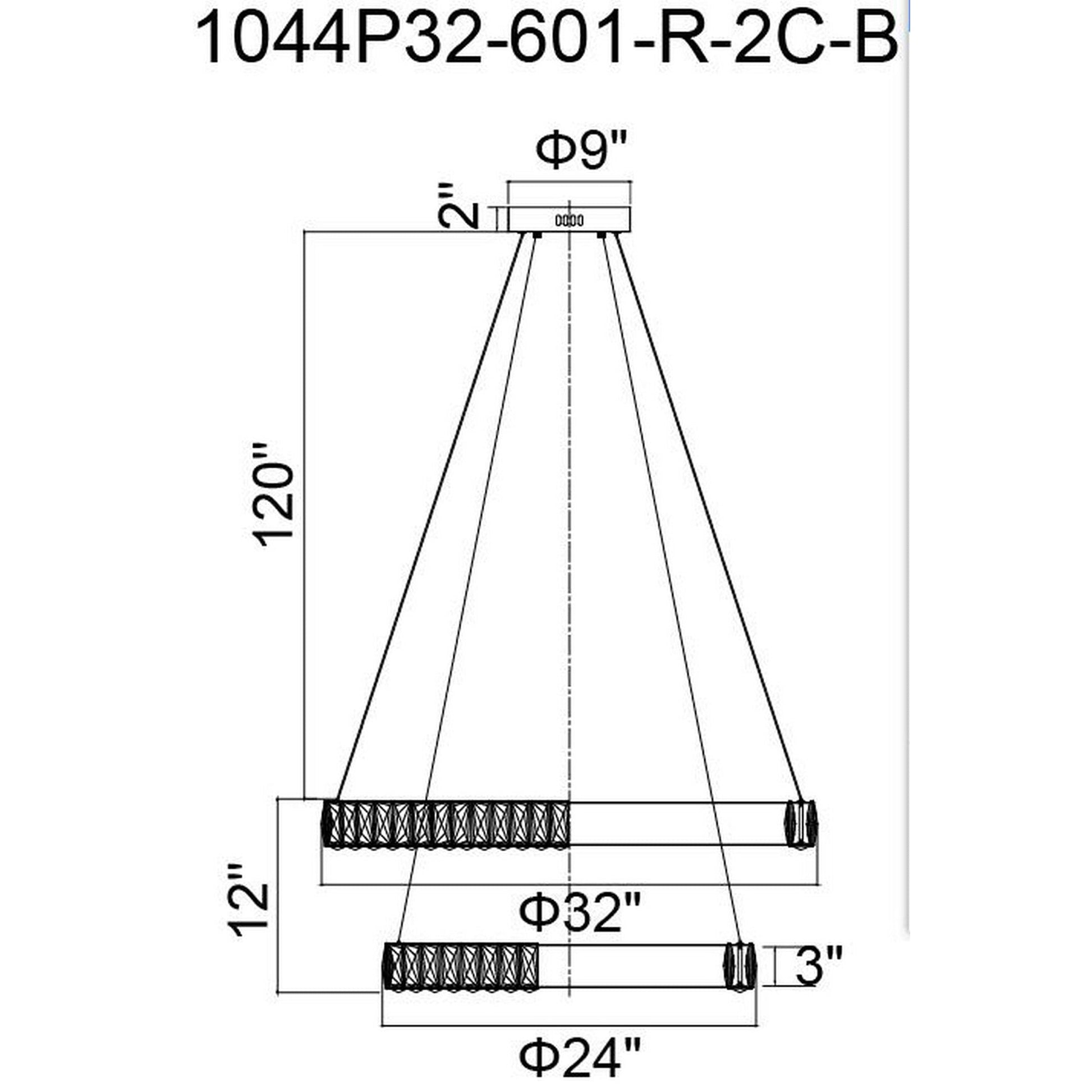 Madeline Integrated LED 2 Ring 32in Chrome Chandelier - CWI Lighting