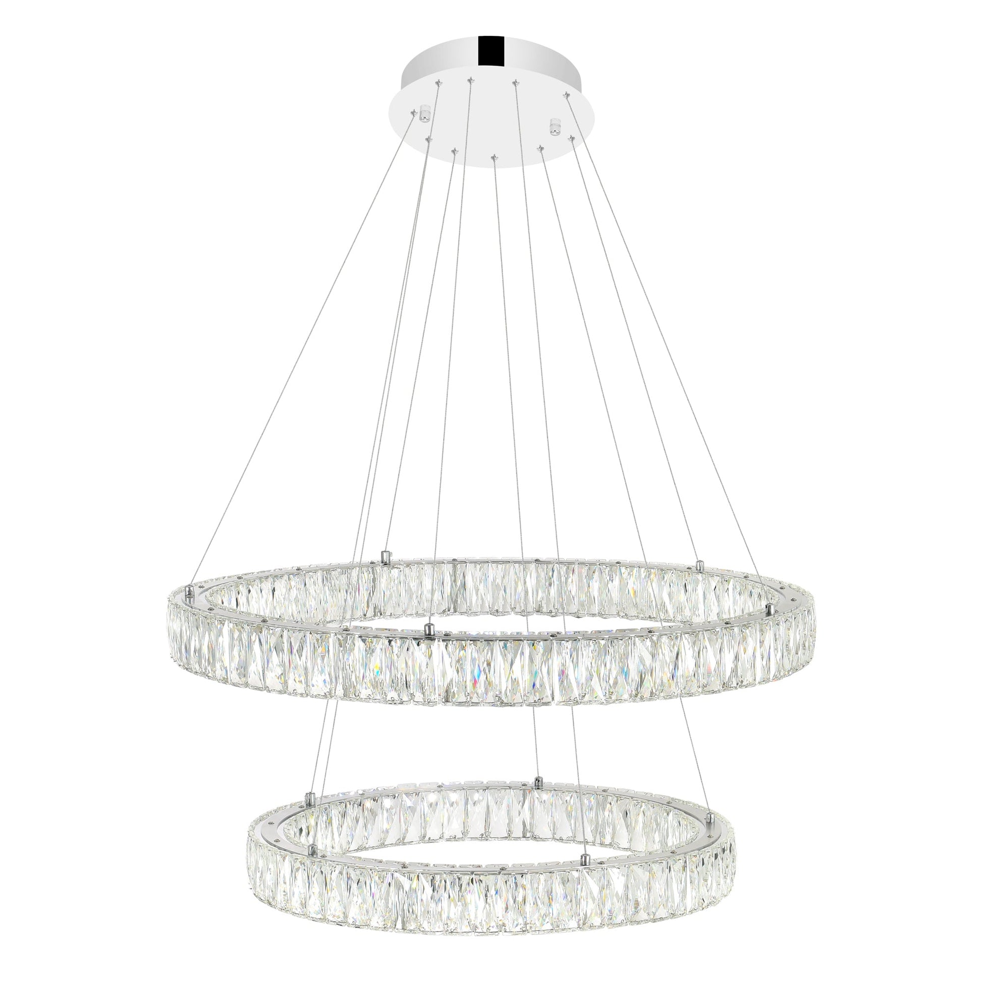 Madeline Integrated LED 2 Ring 32in Chrome Chandelier - CWI Lighting