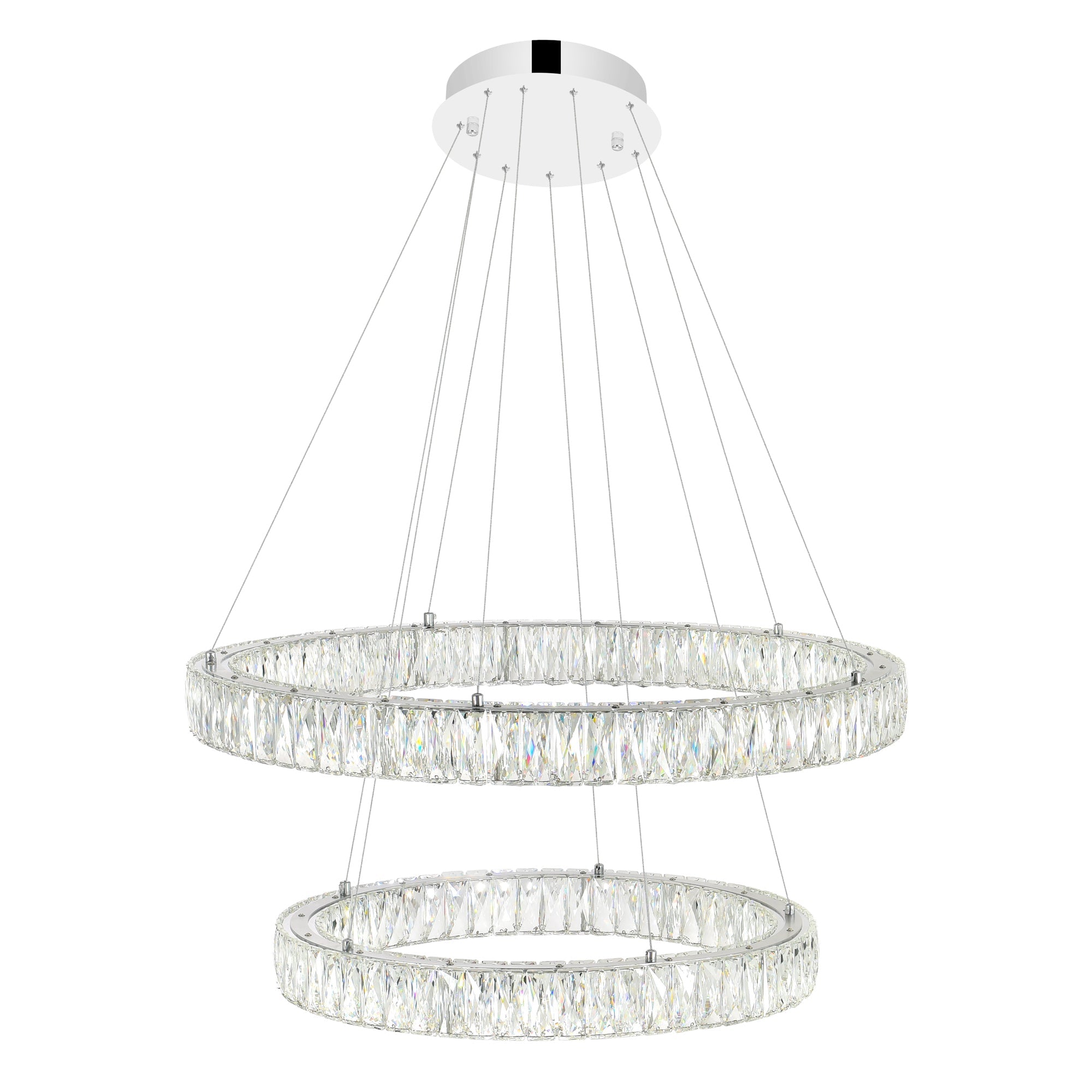 Madeline Integrated LED 2 Ring 32in Chrome Chandelier - CWI Lighting