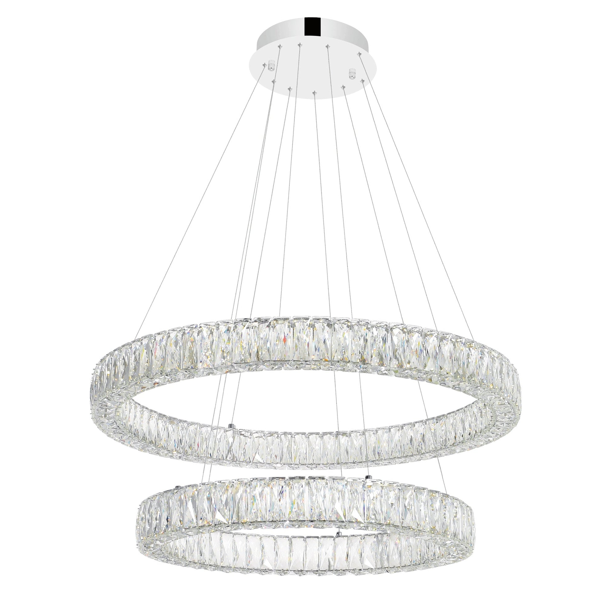 Madeline Integrated LED 2 Ring 32in Chrome Chandelier - CWI Lighting