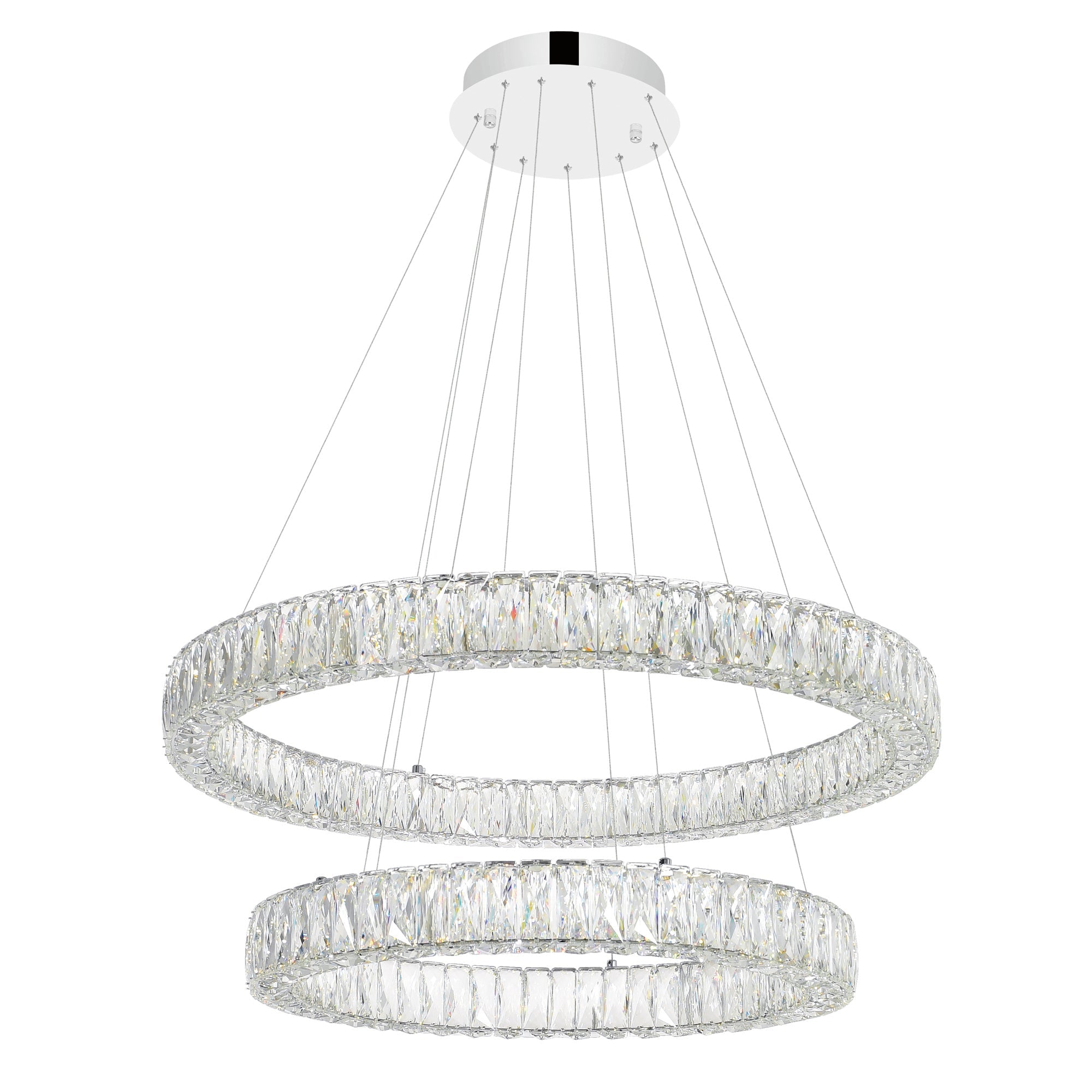 Madeline Integrated LED 2 Ring 32in Chrome Chandelier - CWI Lighting