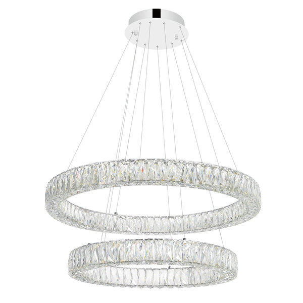 Madeline Integrated LED 2 Ring 32in Chrome Chandelier - CWI Lighting