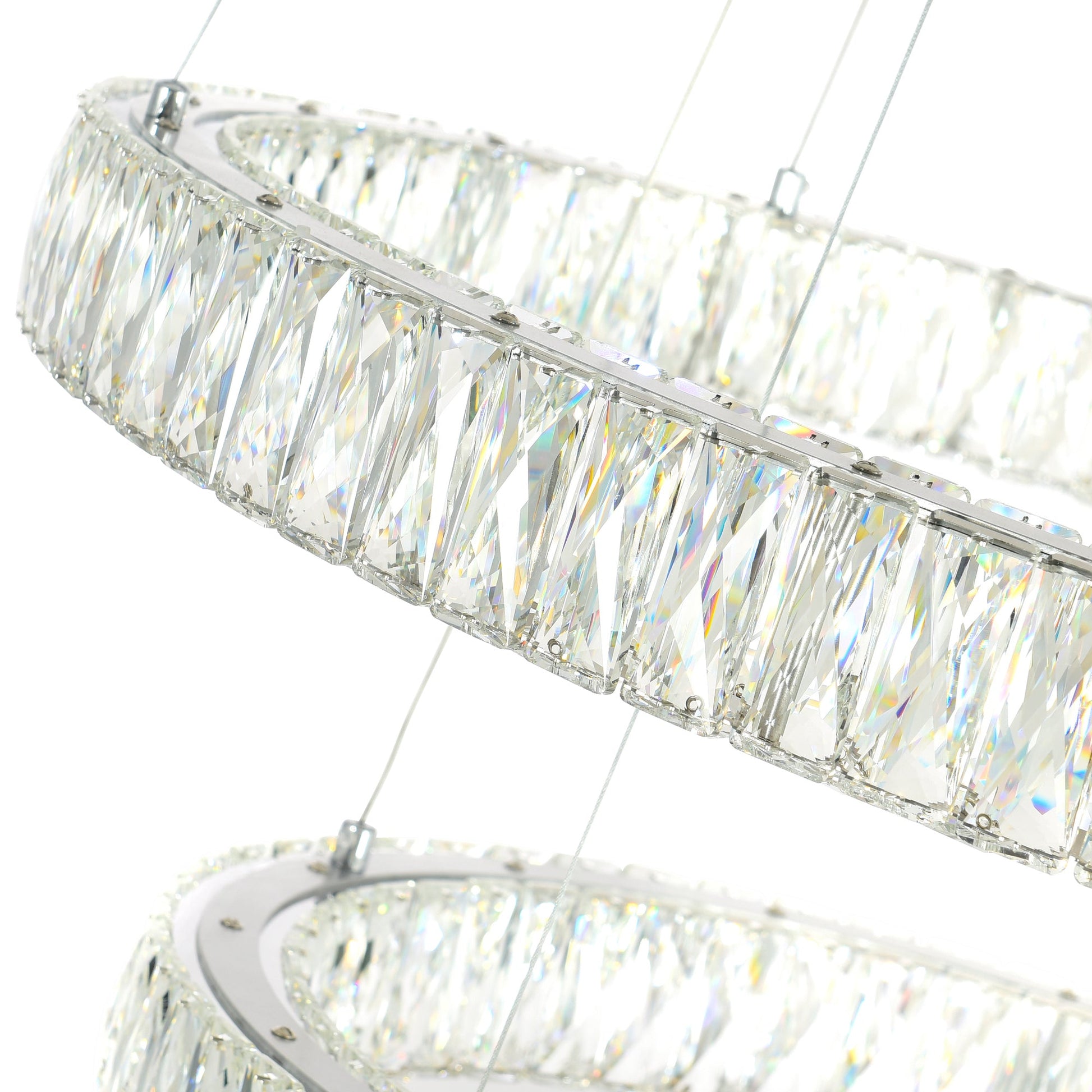 Madeline Integrated LED 2 Ring 32in Chrome Chandelier - CWI Lighting