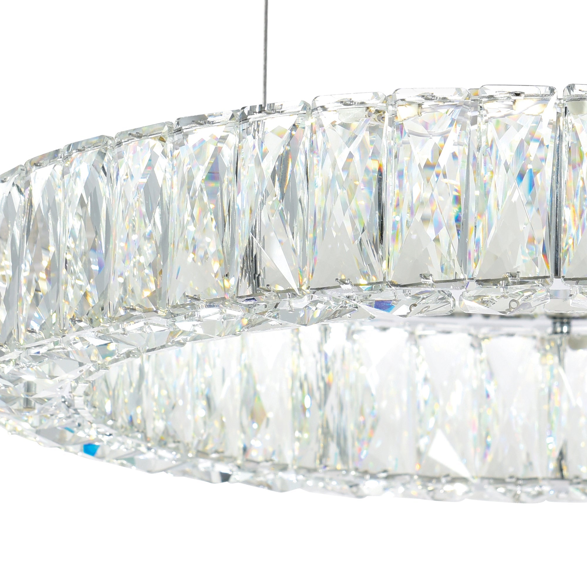 Madeline Integrated LED 2 Ring 32in Chrome Chandelier - CWI Lighting