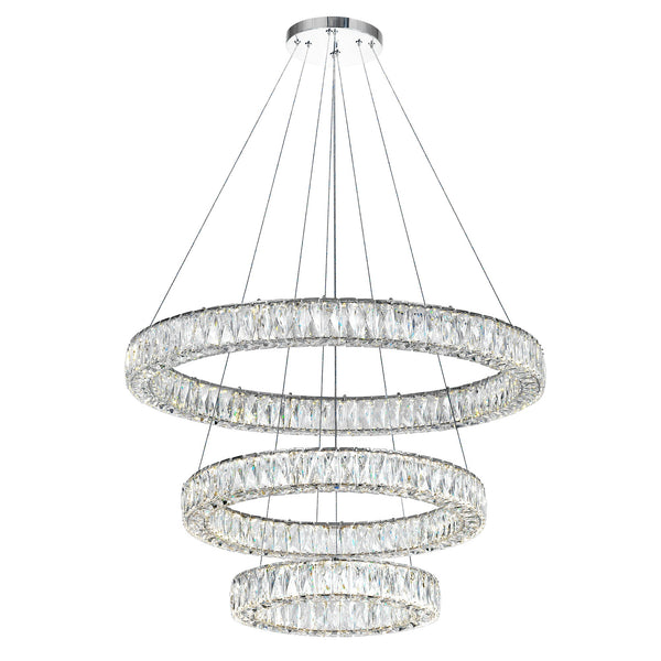 Madeline Integrated LED 3 Ring 32in Chrome Chandelier - CWI Lighting