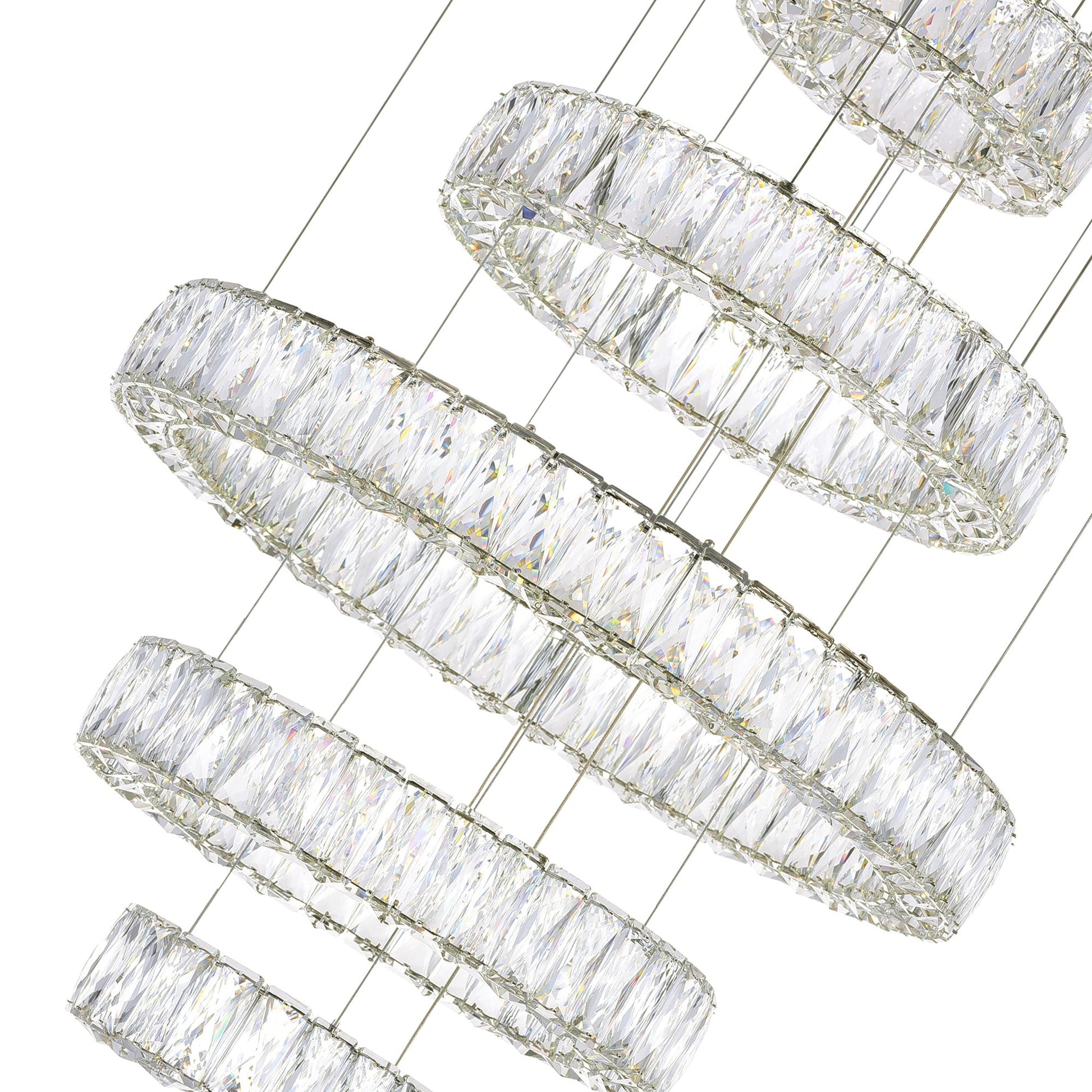 Madeline Integrated LED 5 Ring Chrome Chandelier - CWI Lighting
