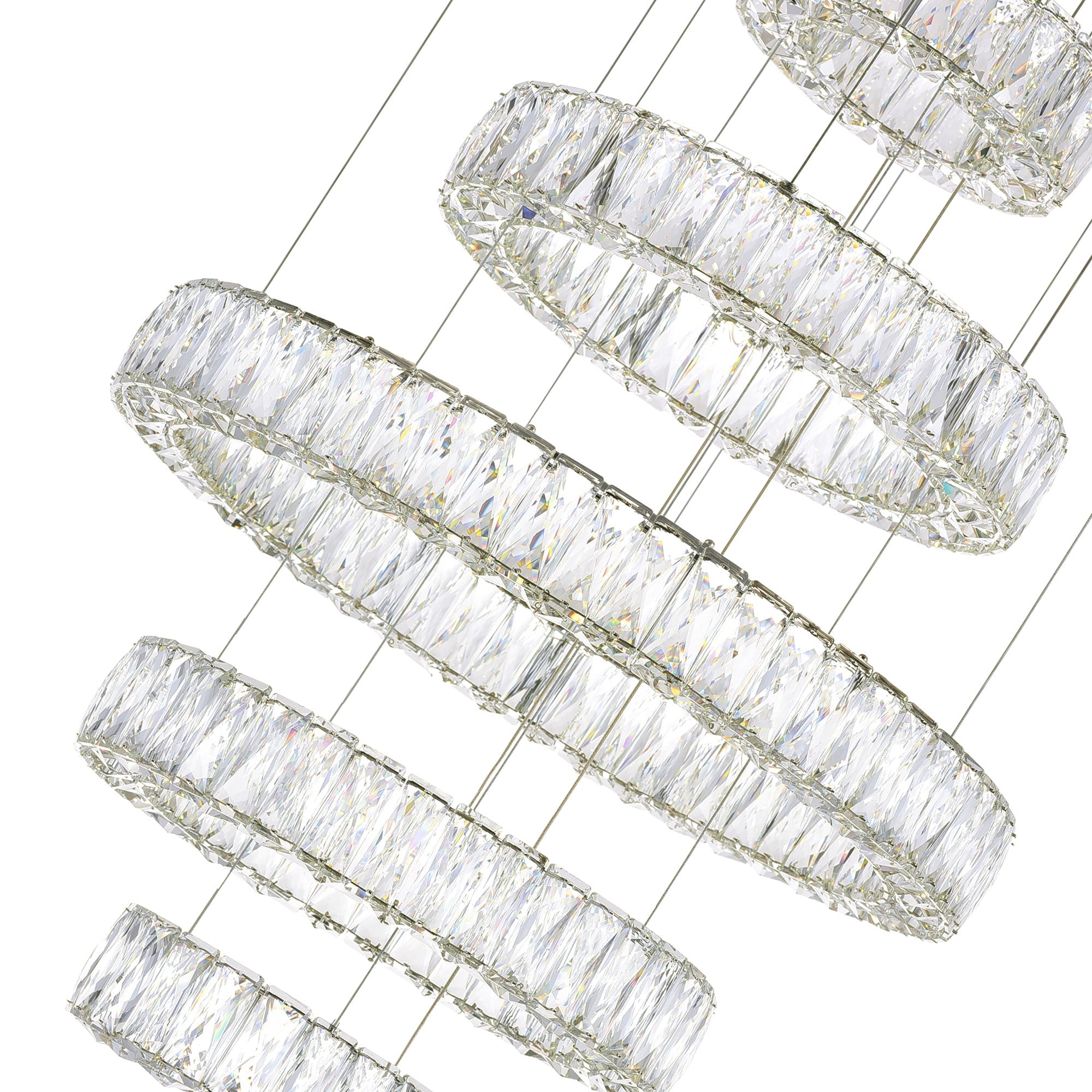 Madeline Integrated LED 5 Ring Chrome Chandelier - CWI Lighting