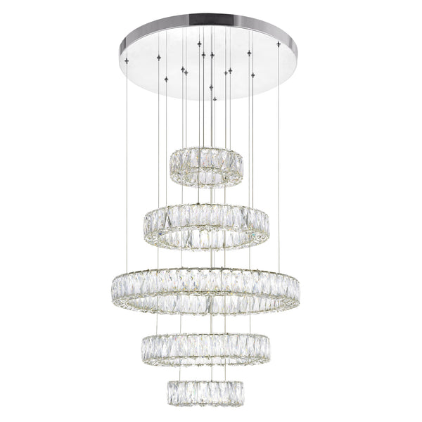 Madeline Integrated LED 5 Ring Chrome Chandelier - CWI Lighting