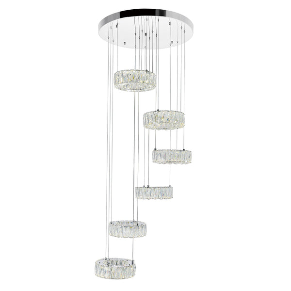 Madeline Integrated LED 6 Ring Chrome Chandelier - CWI Lighting