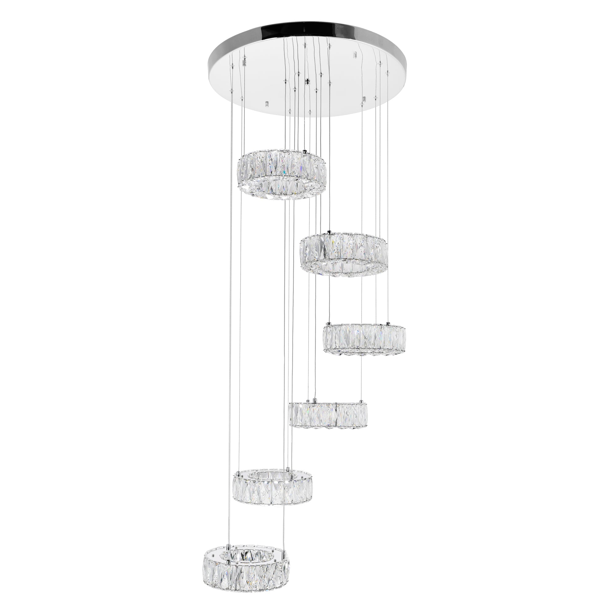 Madeline Integrated LED 6 Ring Chrome Chandelier - CWI Lighting