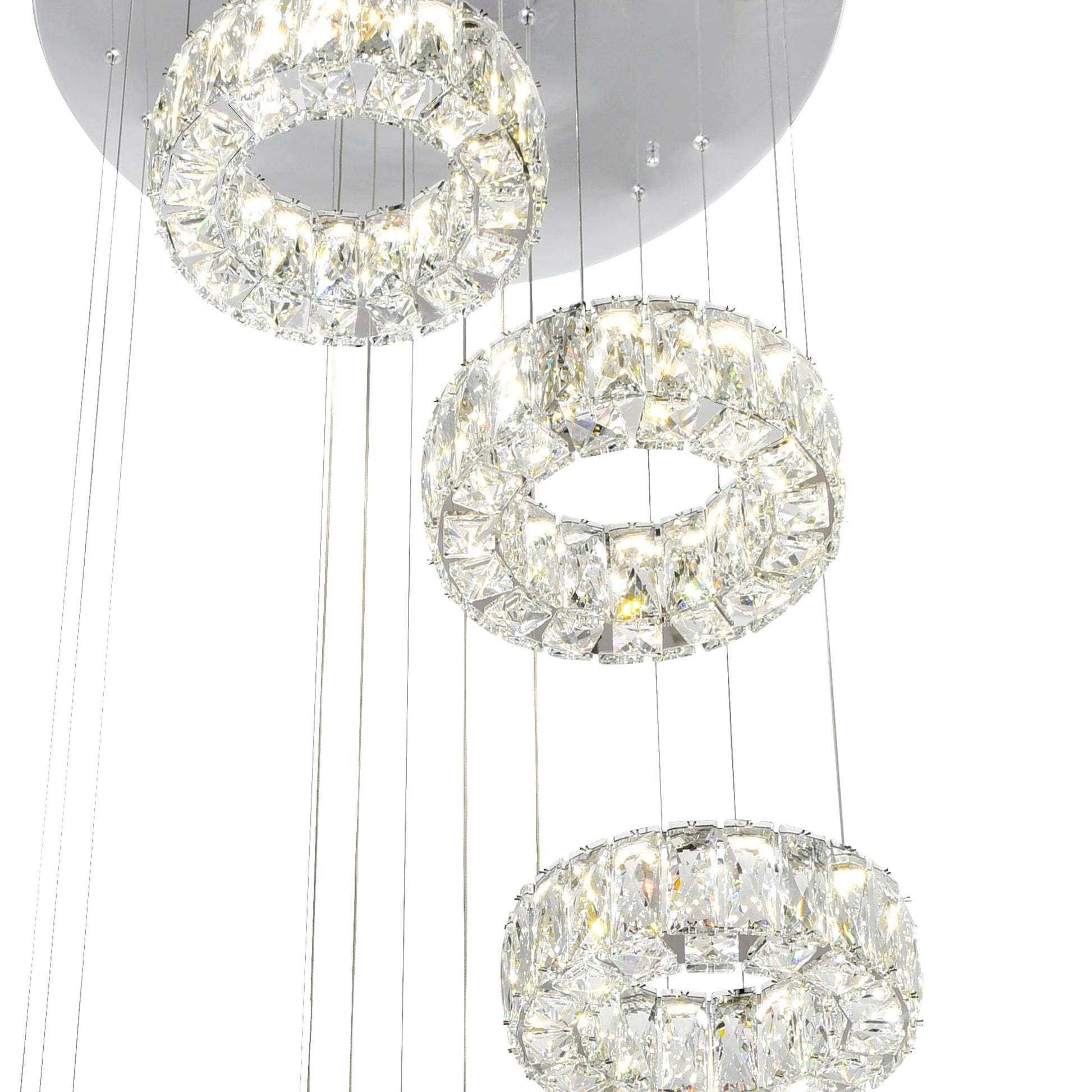 Madeline Integrated LED 6 Ring Chrome Chandelier - CWI Lighting