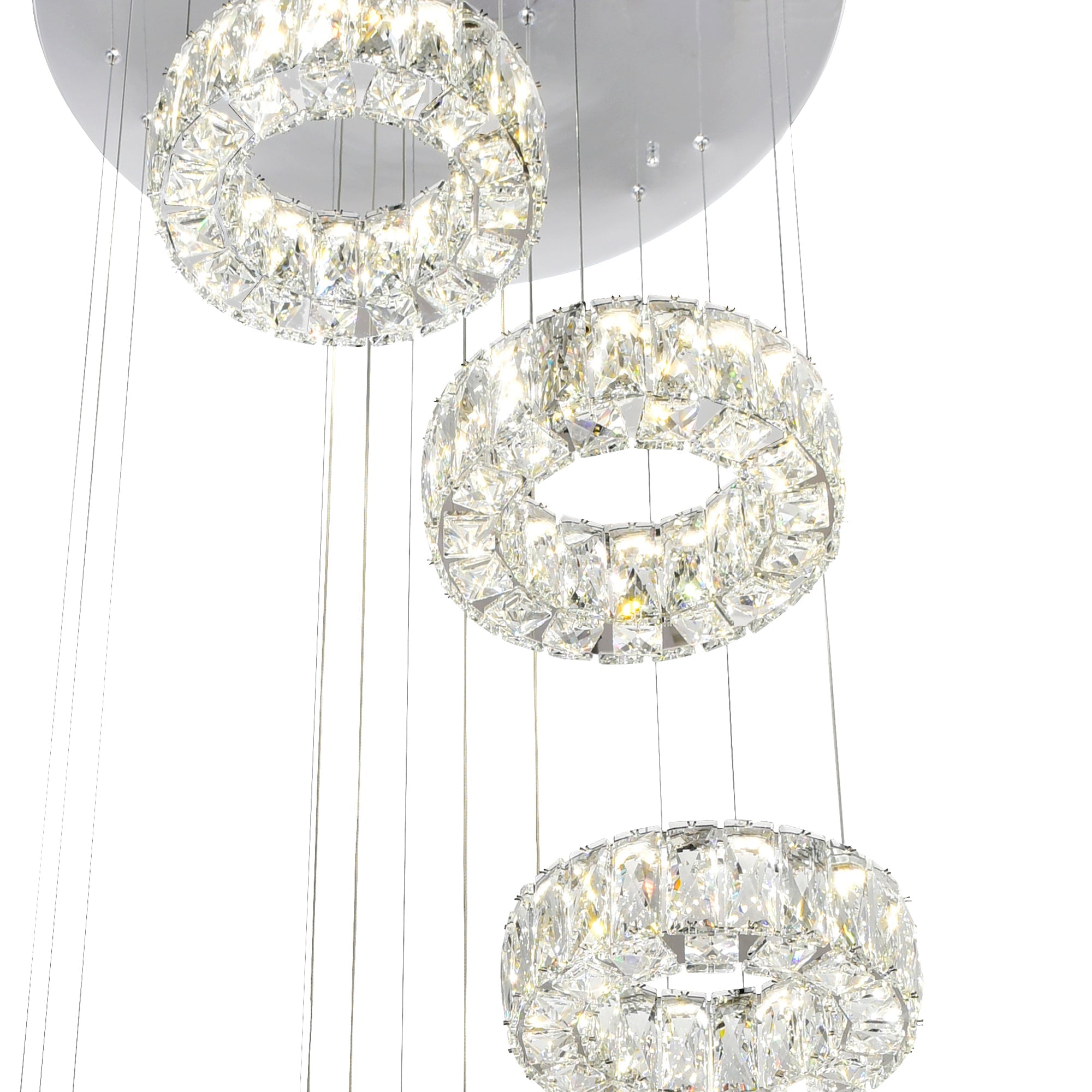 Madeline Integrated LED 6 Ring Chrome Chandelier - CWI Lighting
