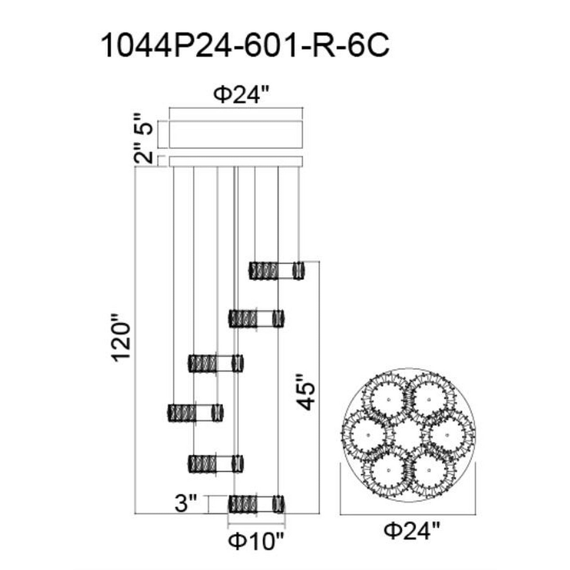 Madeline Integrated LED 6 Ring Chrome Chandelier - CWI Lighting