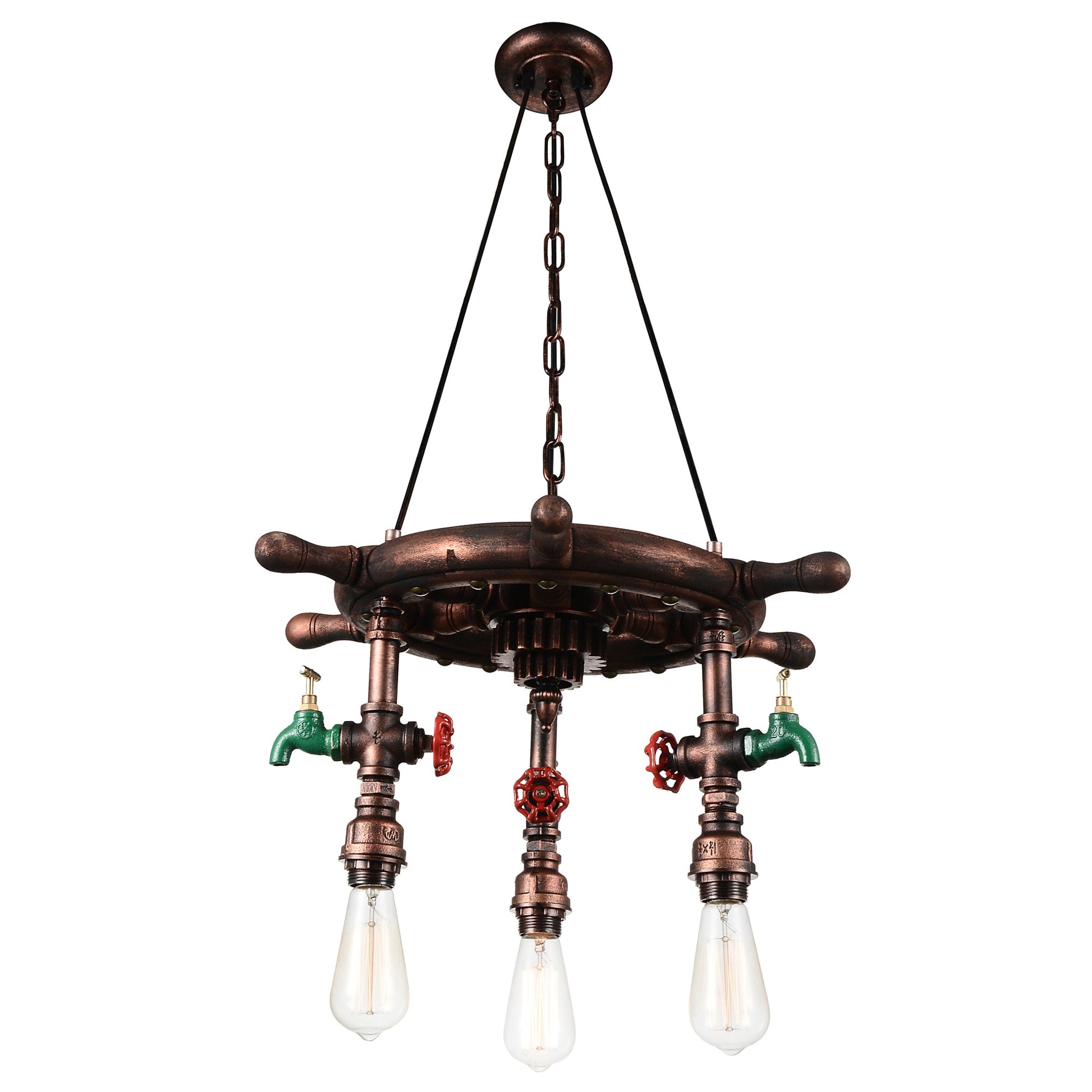 Manor 3 Light Down Chandelier With Speckled copper Finish - CWI Lighting