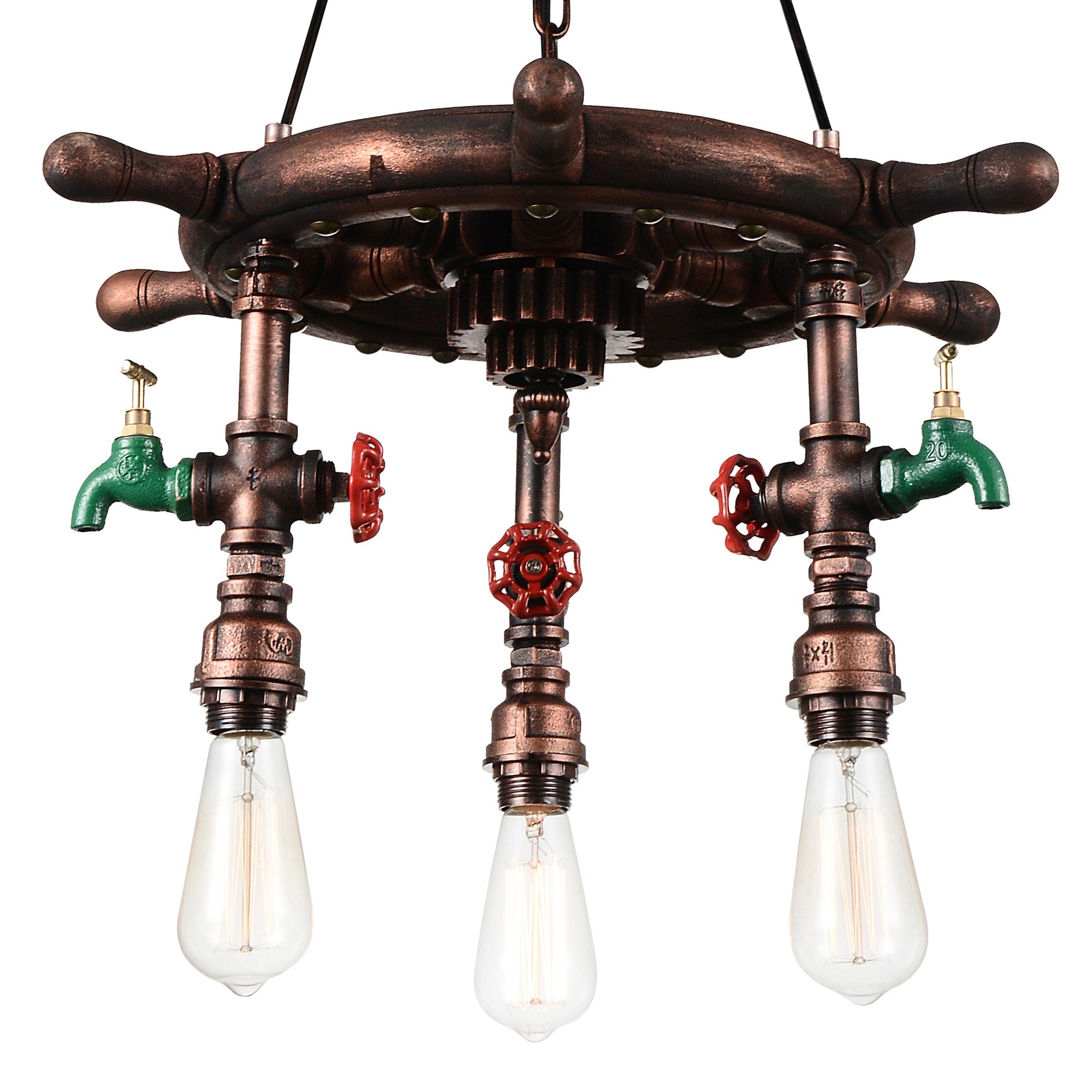 Manor 3 Light Down Chandelier With Speckled copper Finish - CWI Lighting