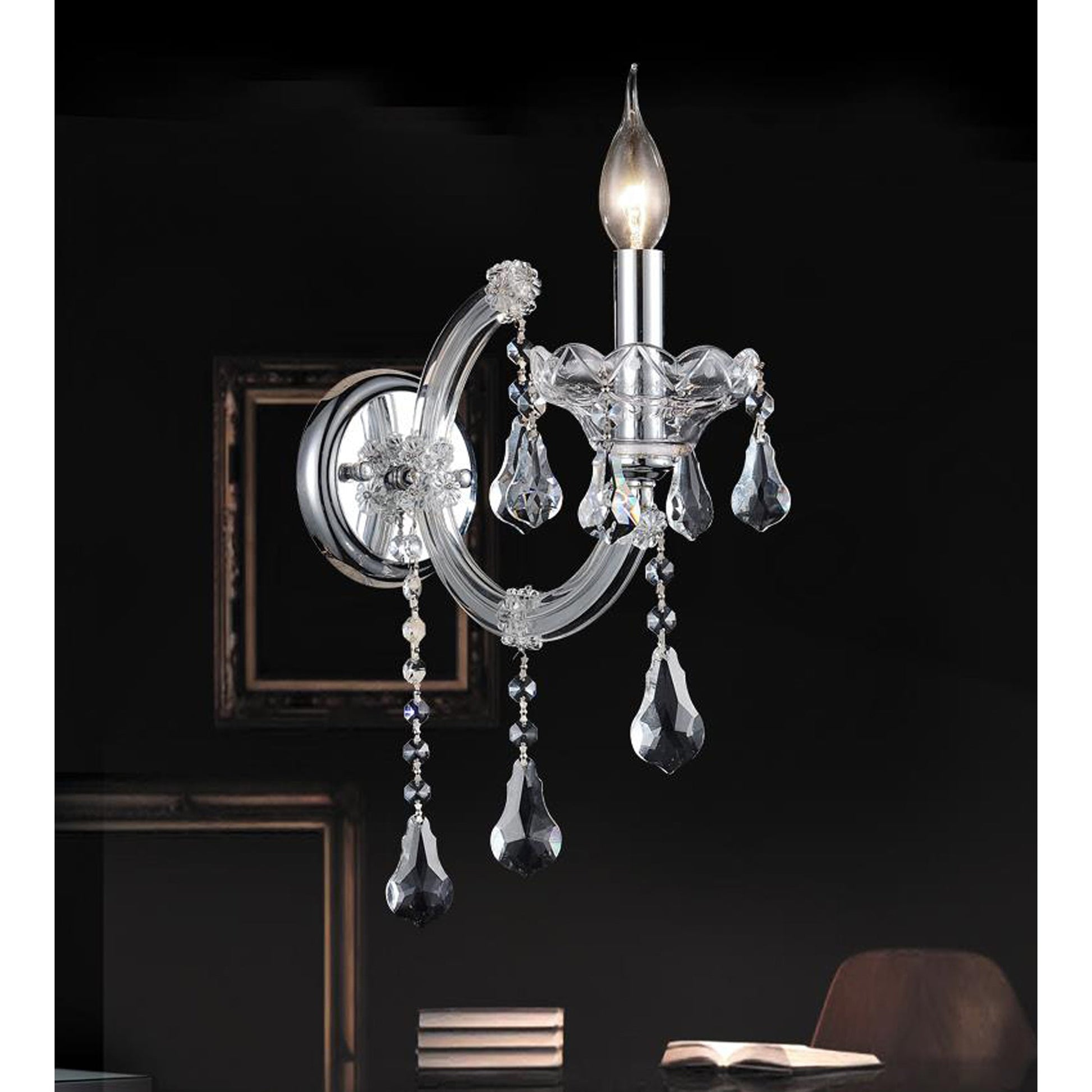 Maria Theresa 1 Light 5in Chrome Wall Sconce with Crystals - CWI Lighting