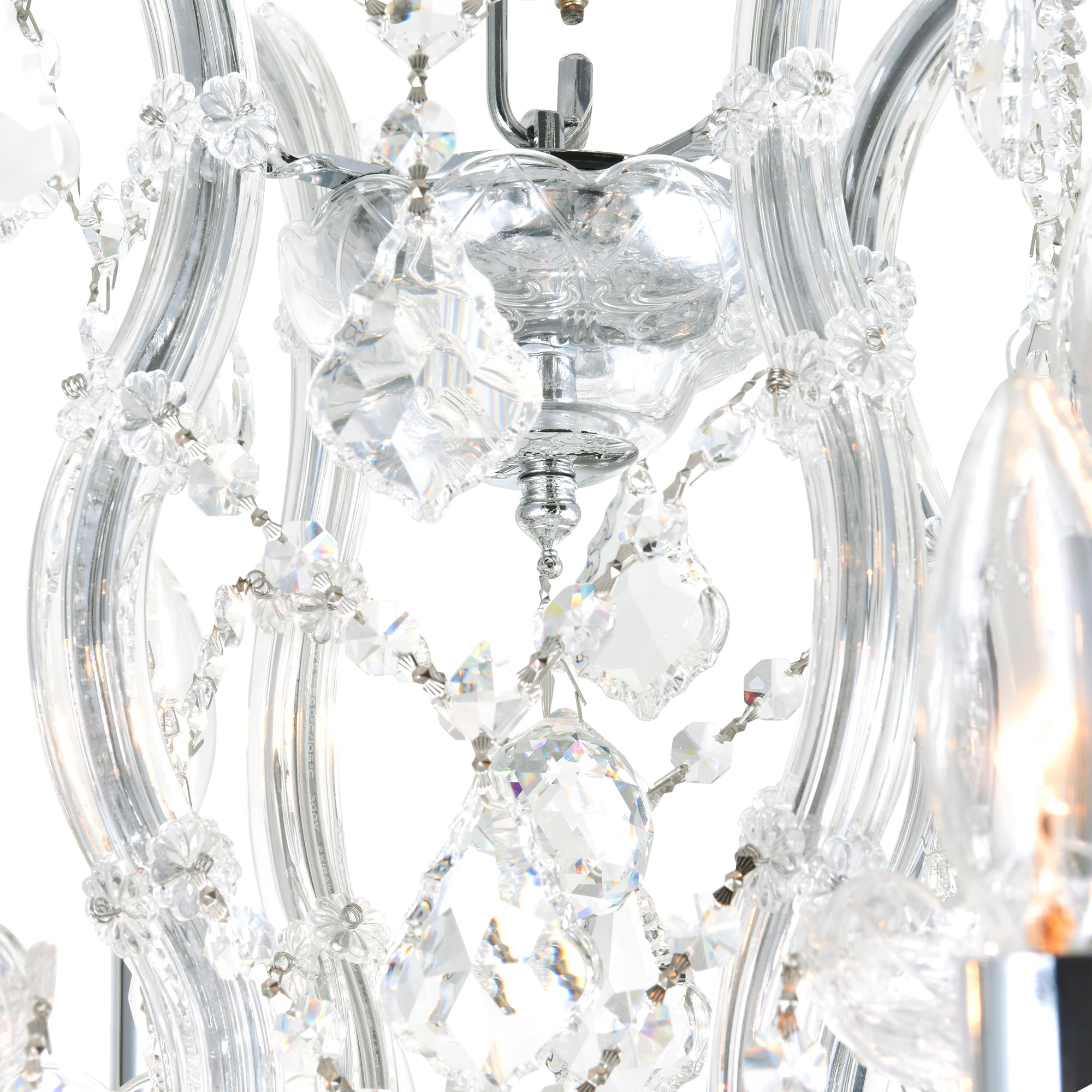 Maria Theresa 13 Light 30in Chrome Up Chandelier with Crystals - CWI Lighting