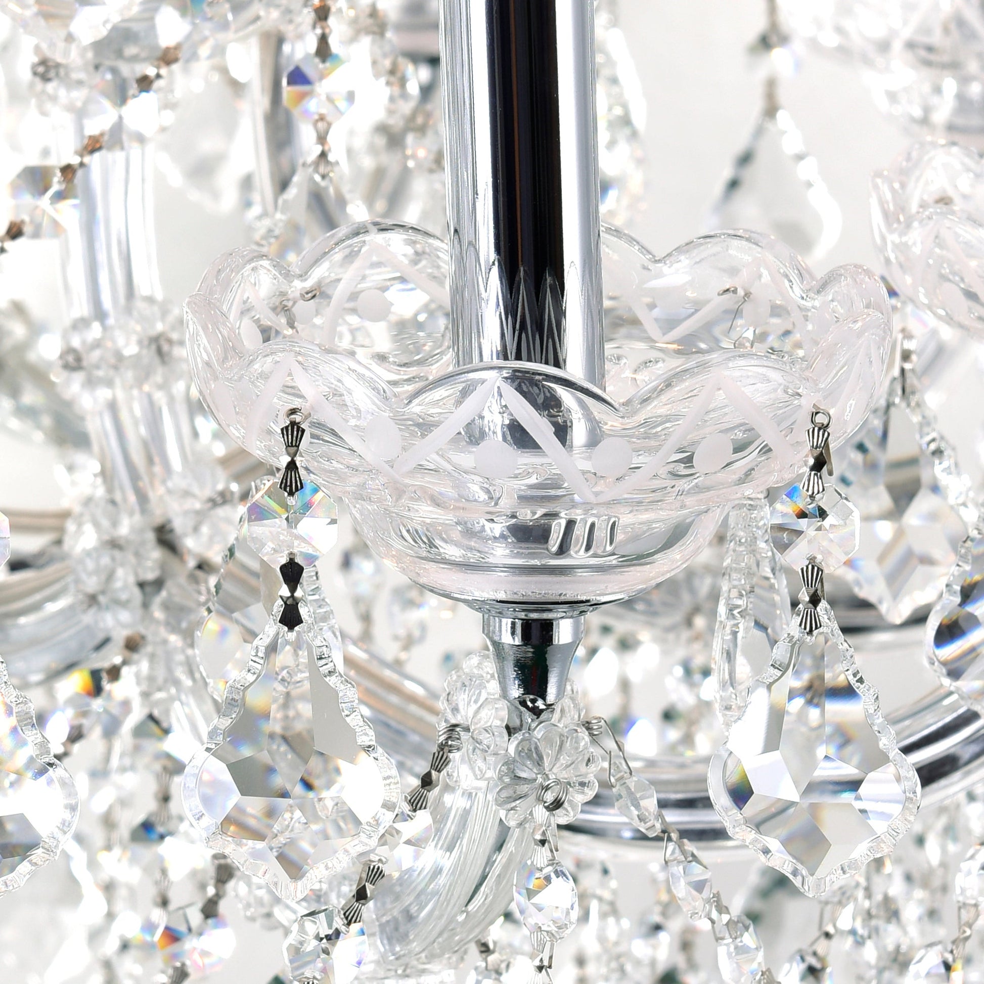 Maria Theresa 19 Light 32in Chrome Up Chandelier with Crystals - CWI Lighting