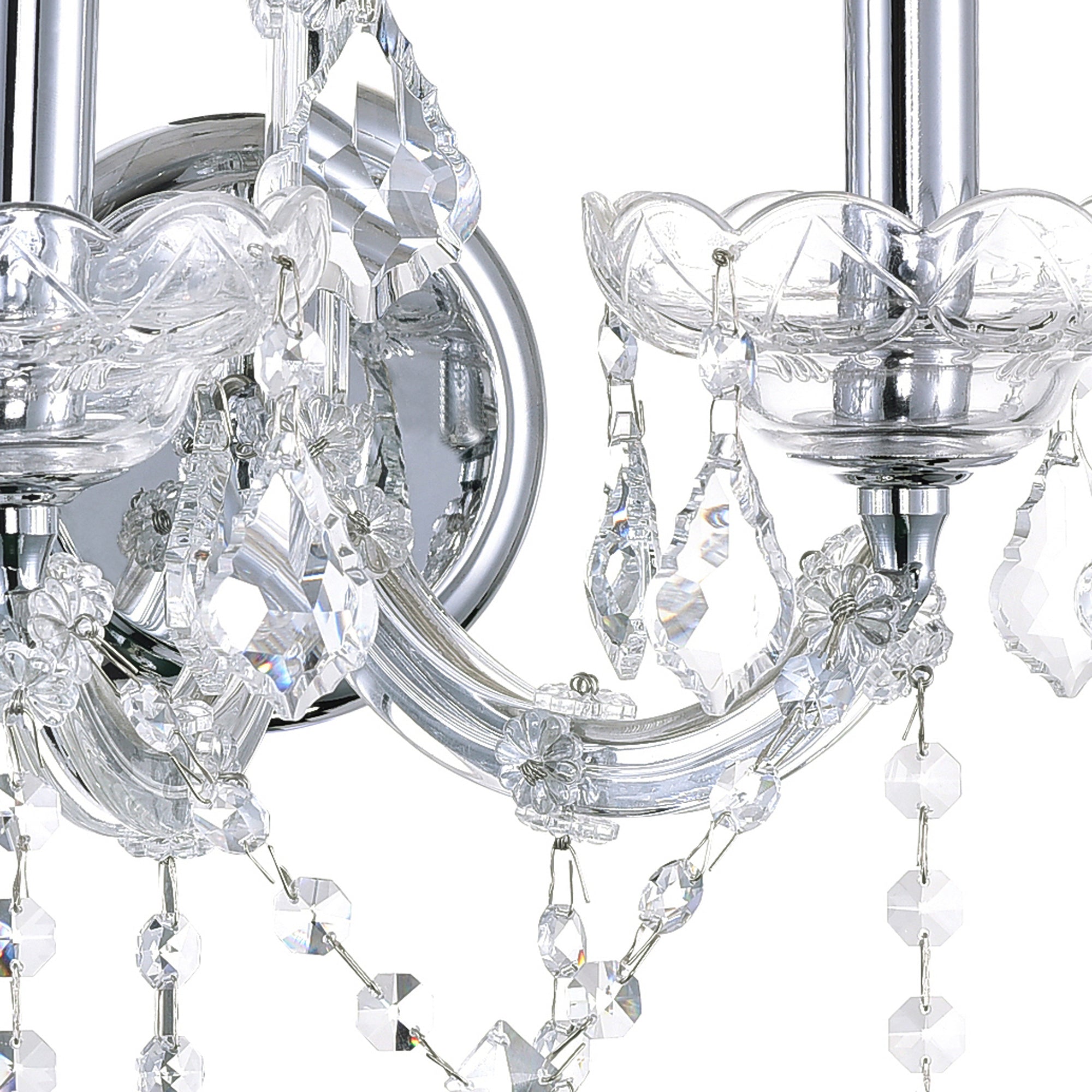 Maria Theresa 2 Light 12in Chrome Wall Sconce with Crystals - CWI Lighting
