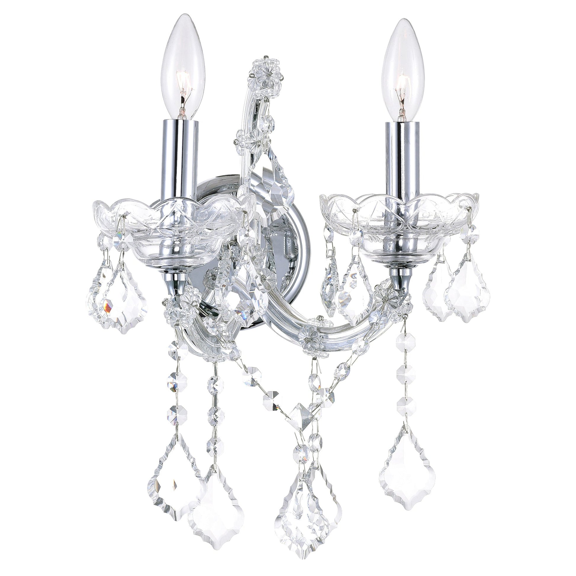 Maria Theresa 2 Light 12in Chrome Wall Sconce with Crystals - CWI Lighting