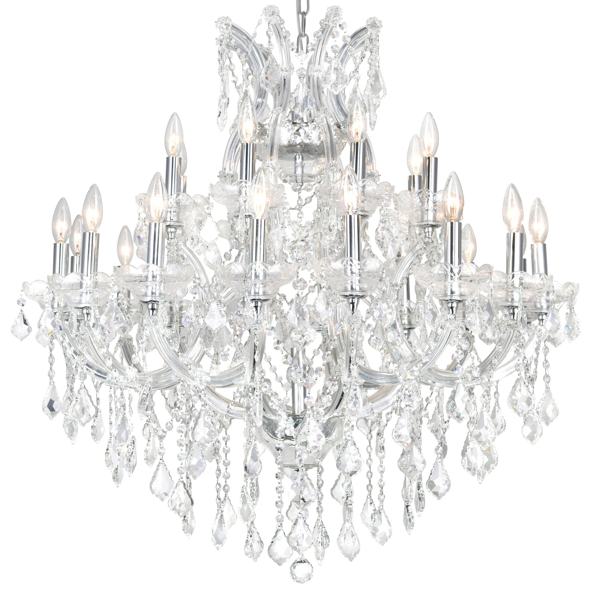 Maria Theresa 25 Light 36in Chrome Up Chandelier with Crystals - CWI Lighting