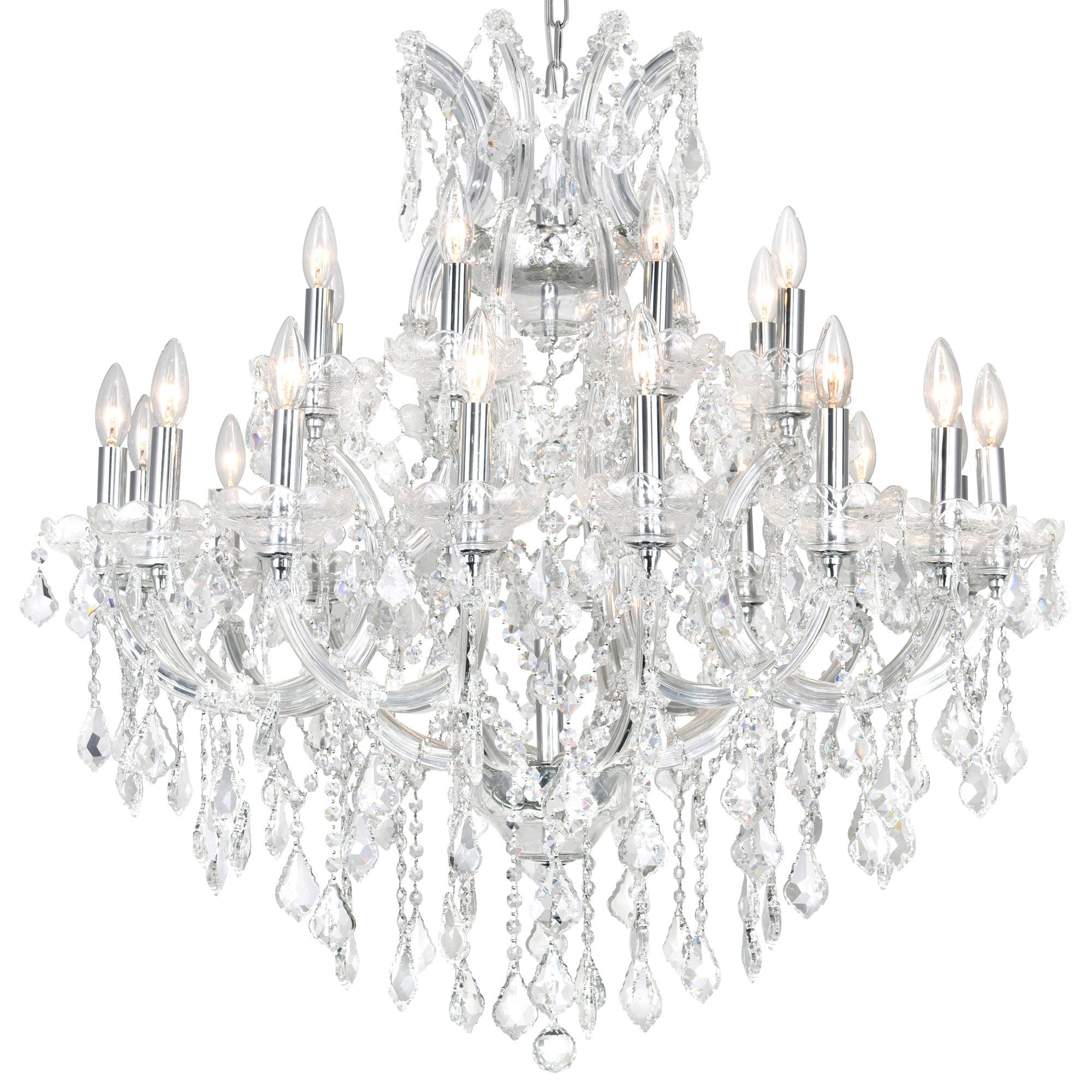 Maria Theresa 25 Light 36in Chrome Up Chandelier with Crystals - CWI Lighting