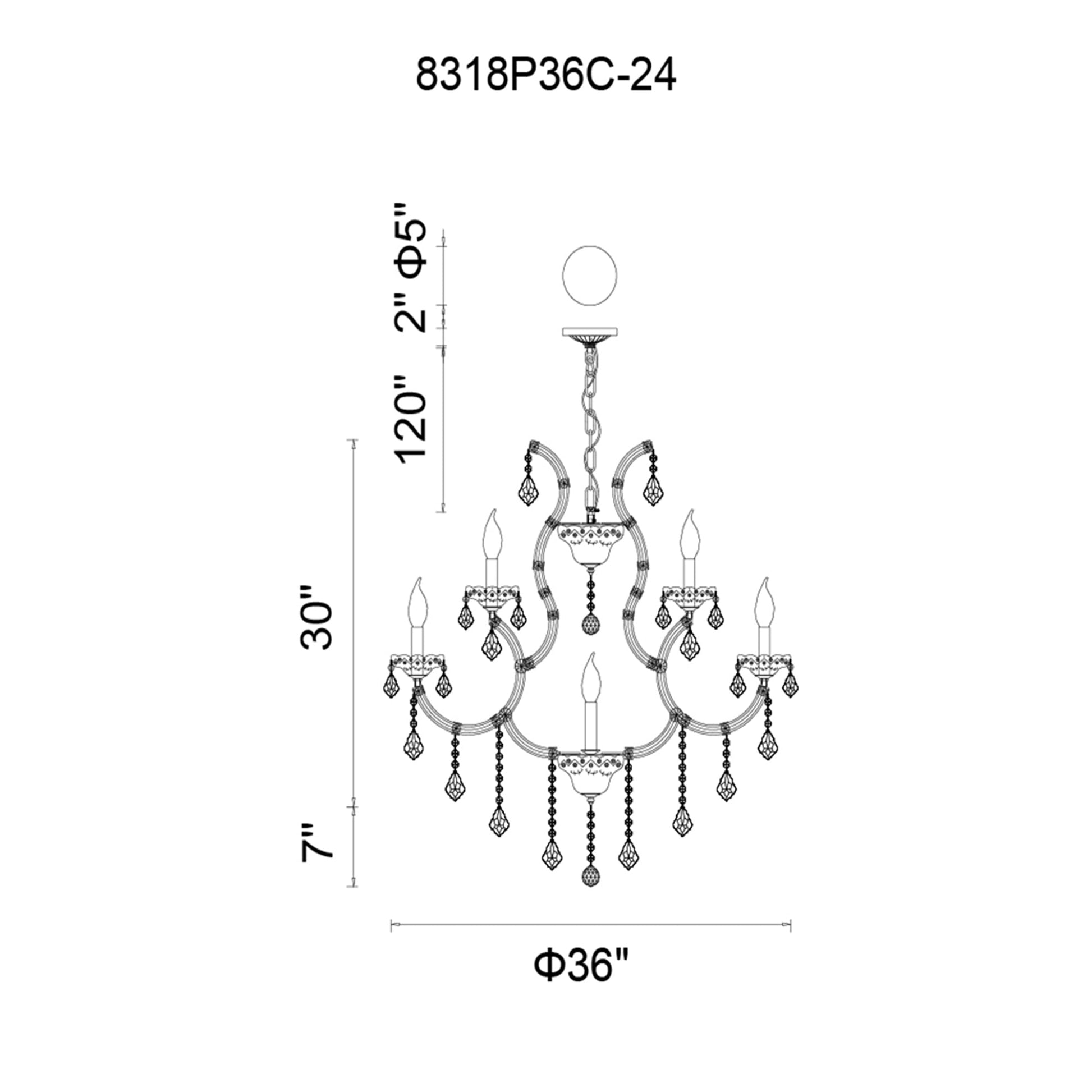 Maria Theresa 25 Light 36in Chrome Up Chandelier with Crystals - CWI Lighting