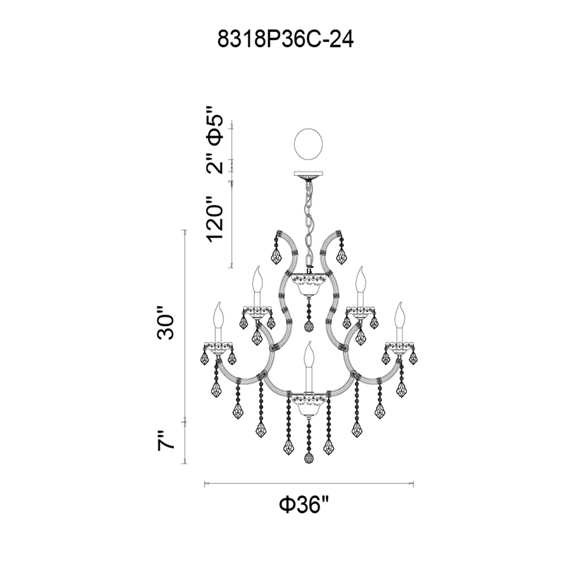 Maria Theresa 25 Light 36in Chrome Up Chandelier with Crystals - CWI Lighting